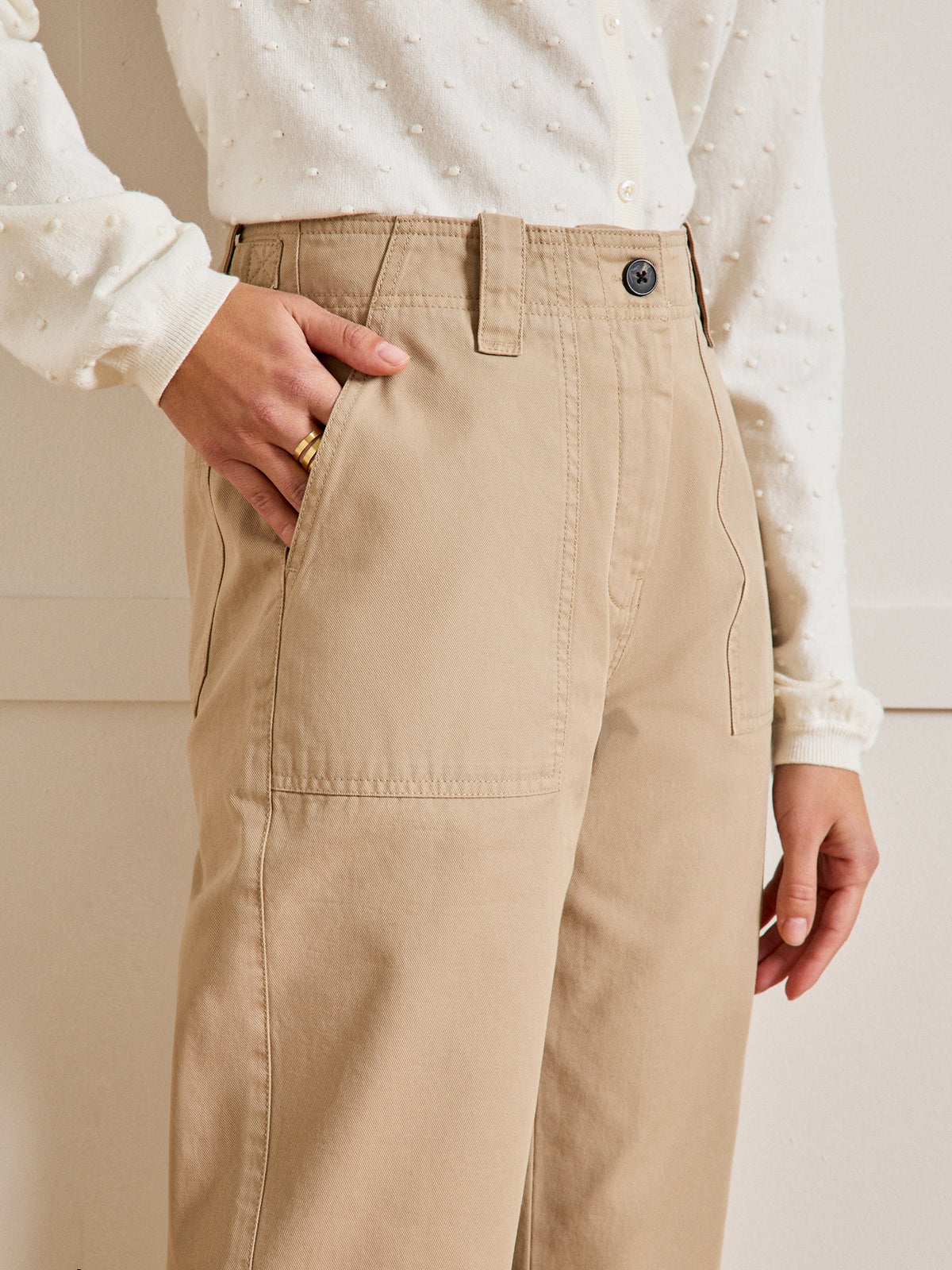 Pantalon cargo gabardine femme Léonie