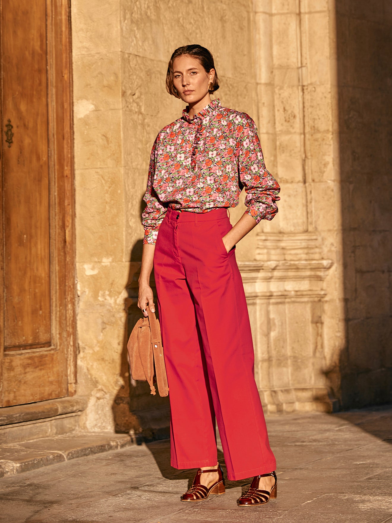 Pantalon large gabardine femme Clara