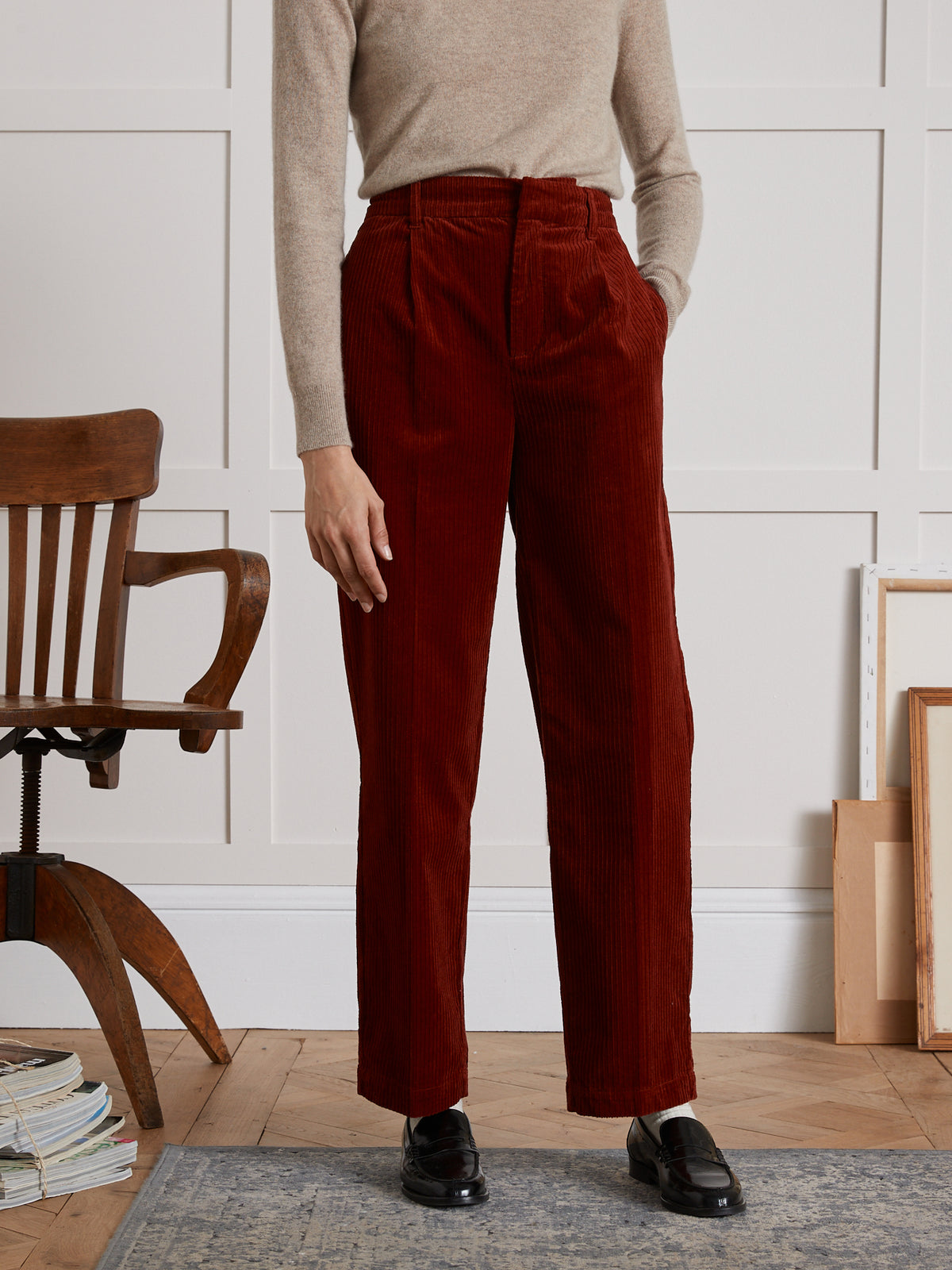 Pantalon à pinces velours femme Pauline