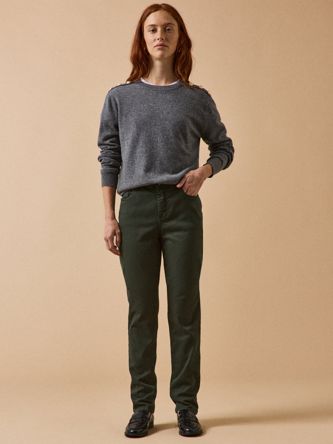 Farbenfrohe Slim Fit Damenhose Aude