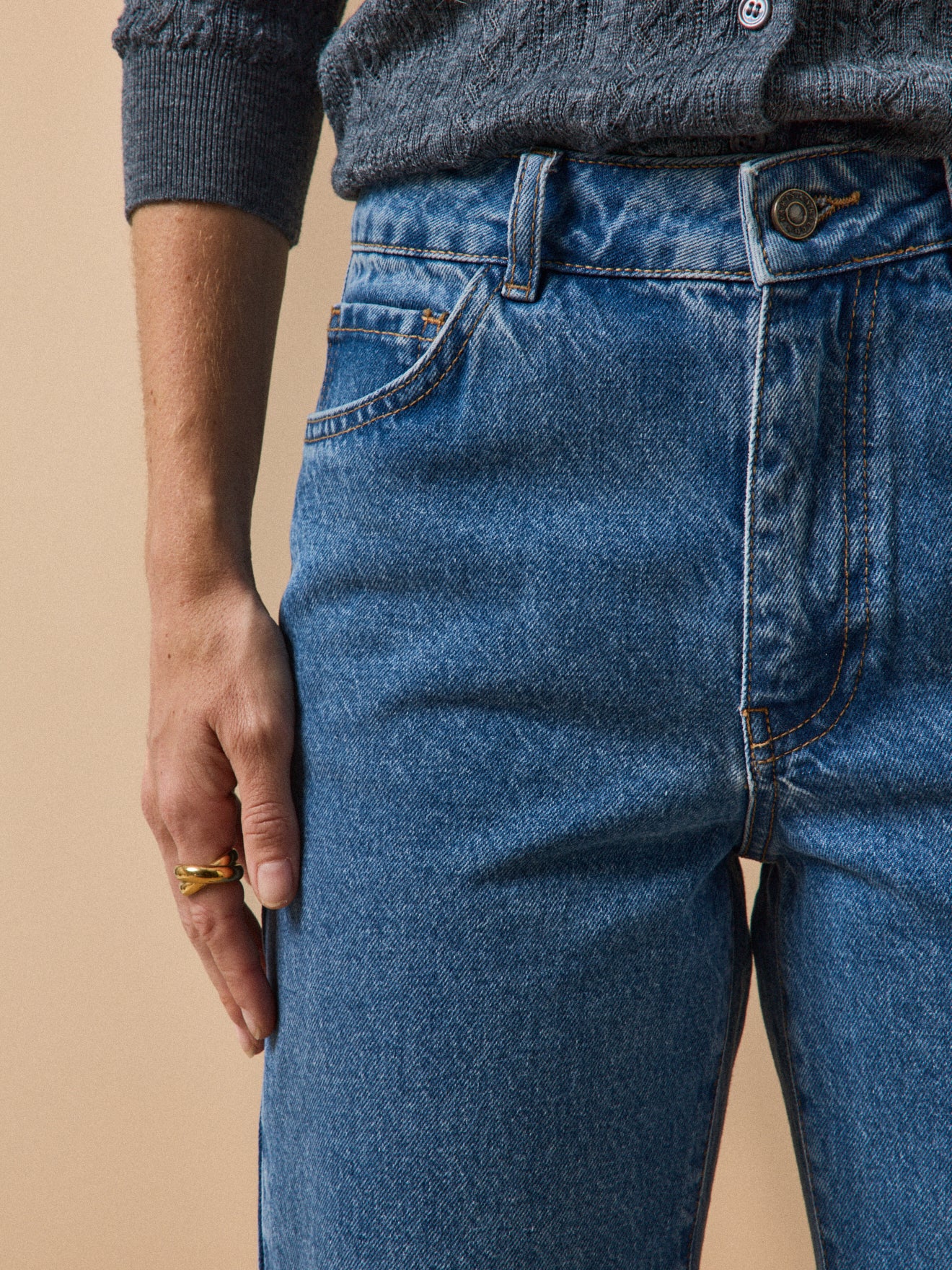 Jean mom femme Claire coton biologique délavage écoresponsable