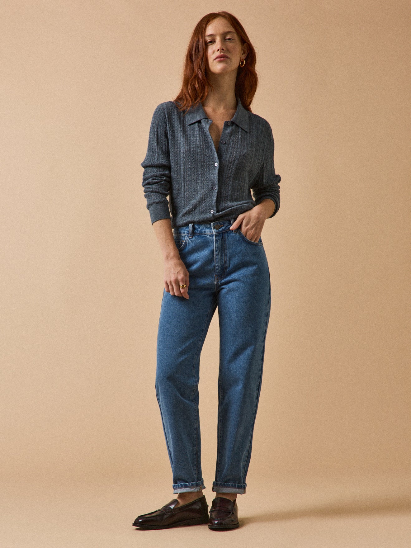 Jean mom femme Claire coton biologique délavage écoresponsable