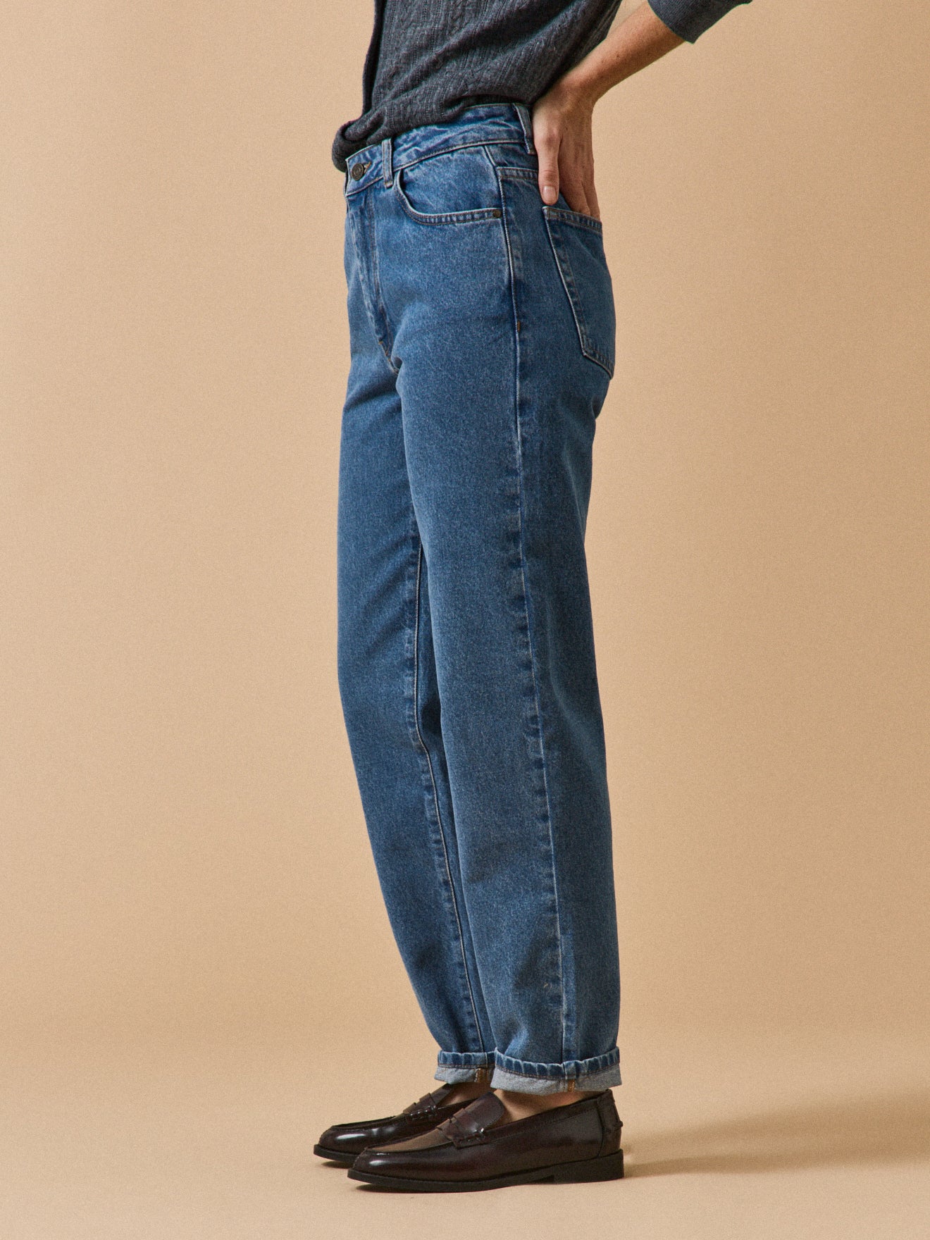 Jean mom femme Claire coton biologique délavage écoresponsable