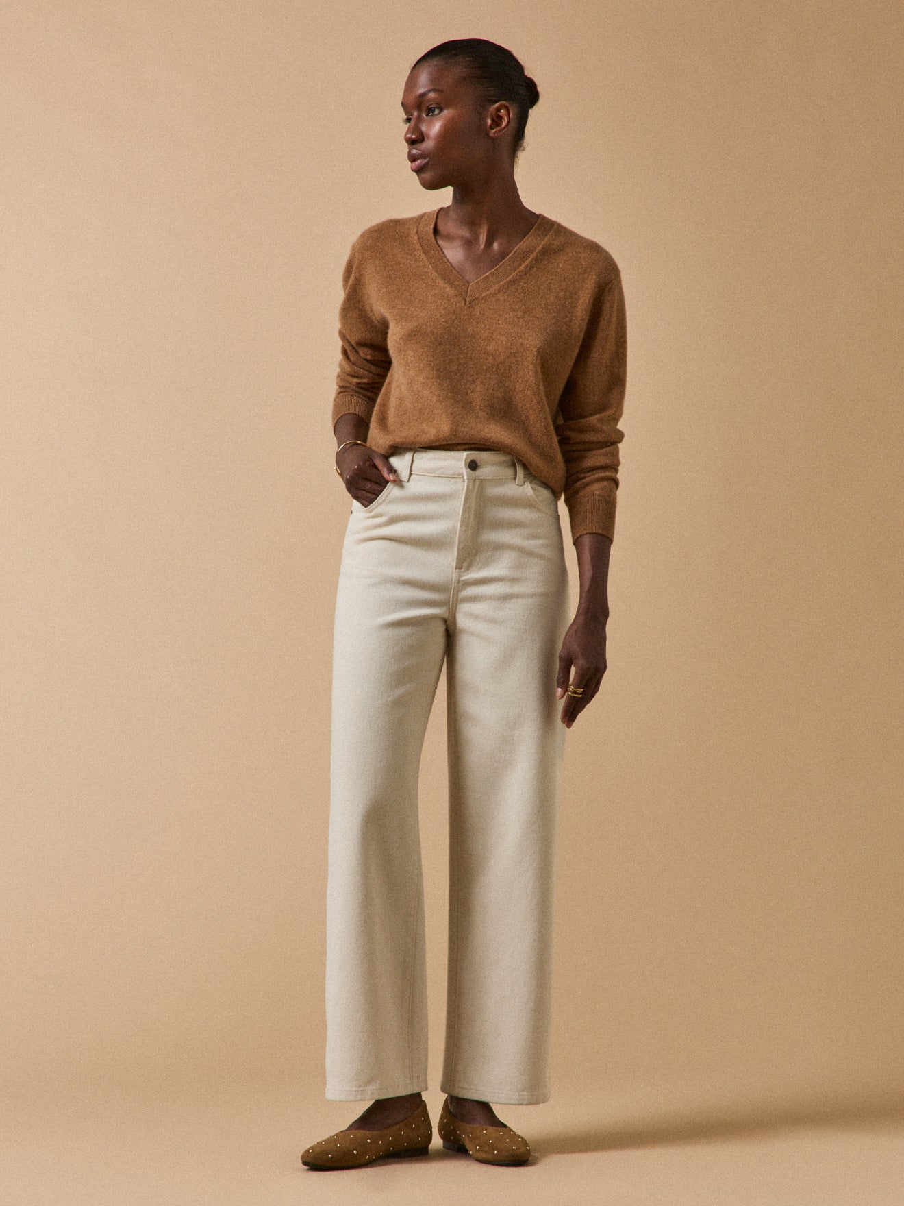 Damen-Jeans Émilie mit weitem Bein aus Bio-Baumwolle