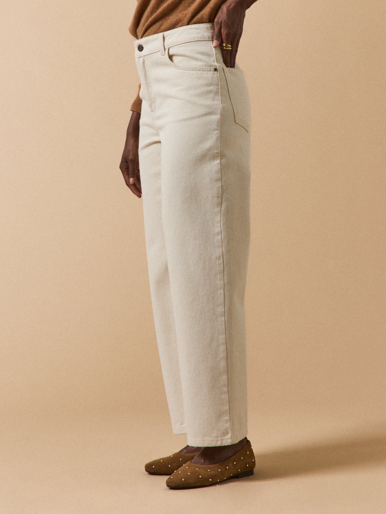 Damen-Jeans Émilie mit weitem Bein aus Bio-Baumwolle