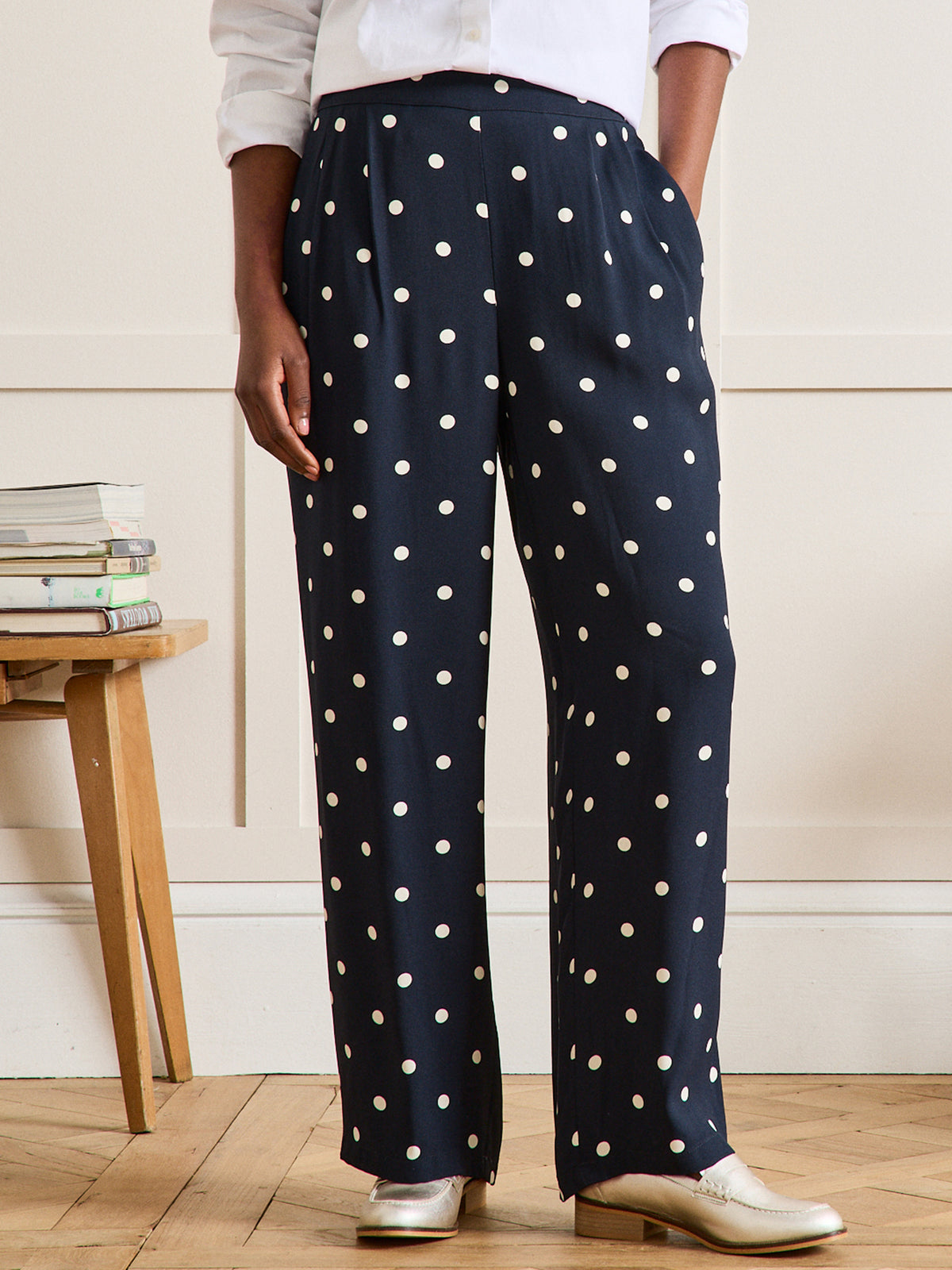 Damenhose mit weitem Bein und Tupfen-Print Léna