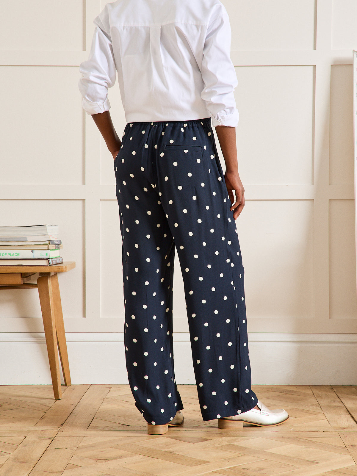 Damenhose mit weitem Bein und Tupfen-Print Léna