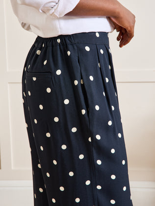 Damenhose mit weitem Bein und Tupfen-Print Léna