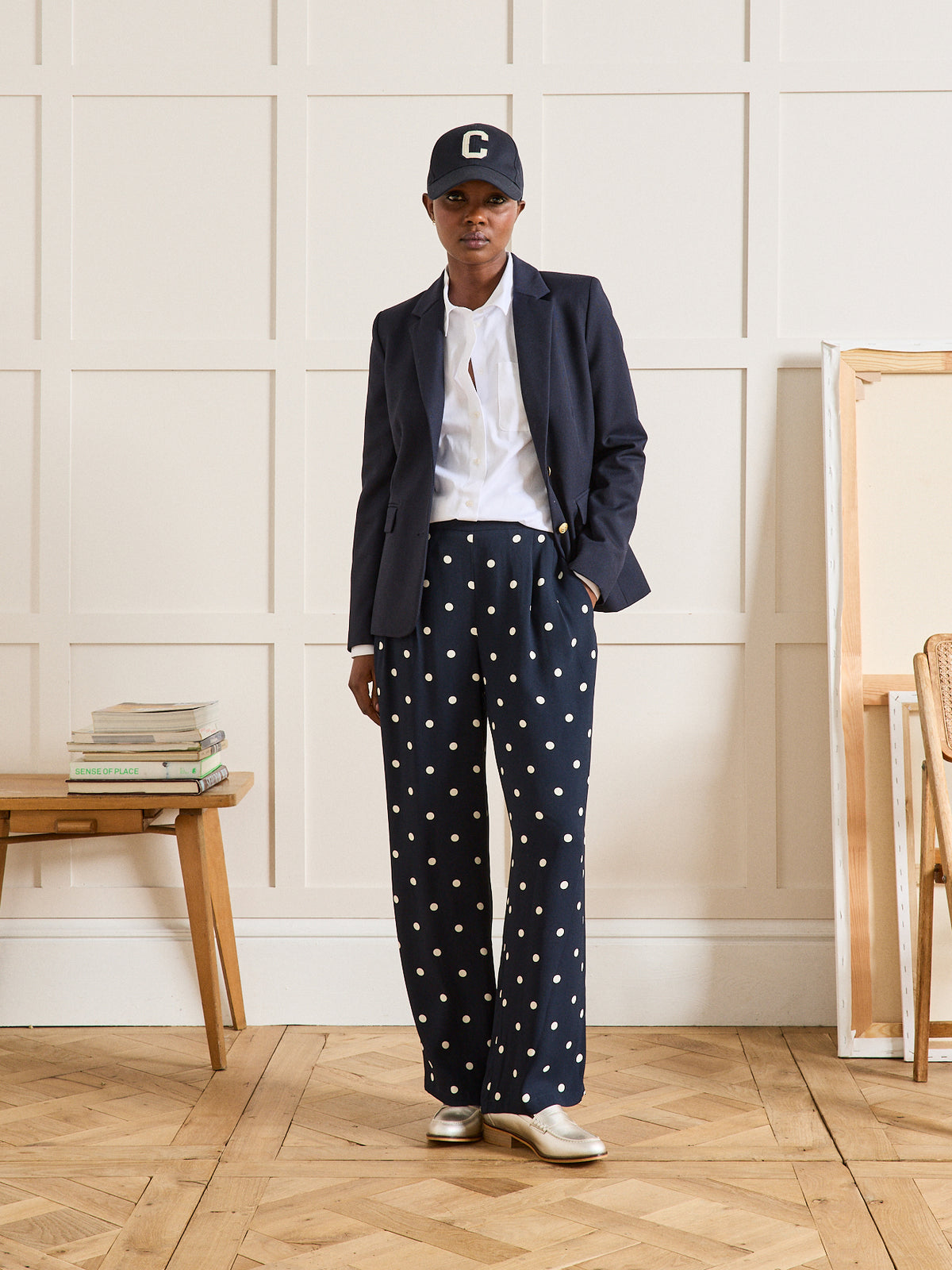 Damenhose mit weitem Bein und Tupfen-Print Léna