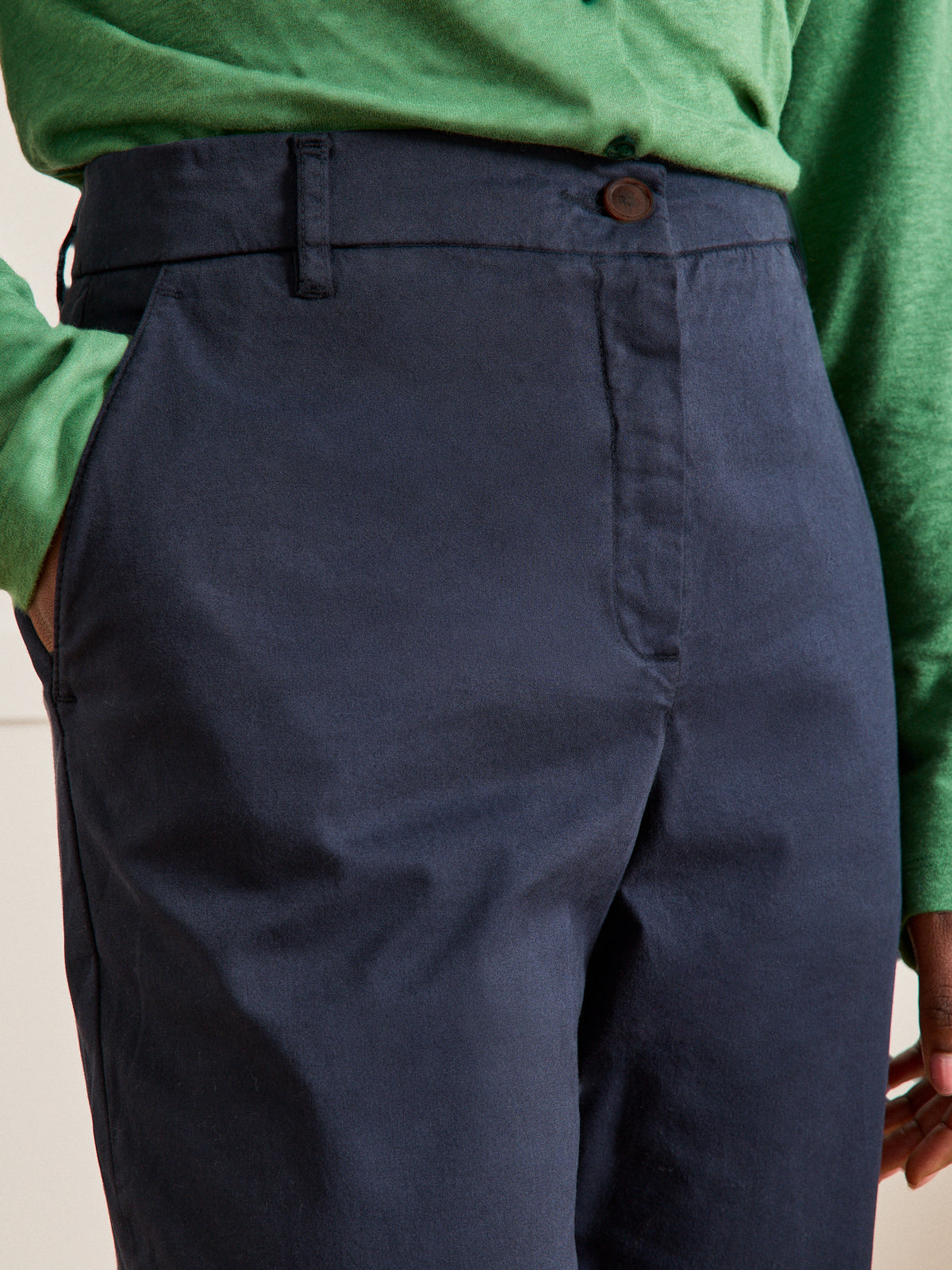 Damen-Chinohose Marine - Bio-Baumwolle
