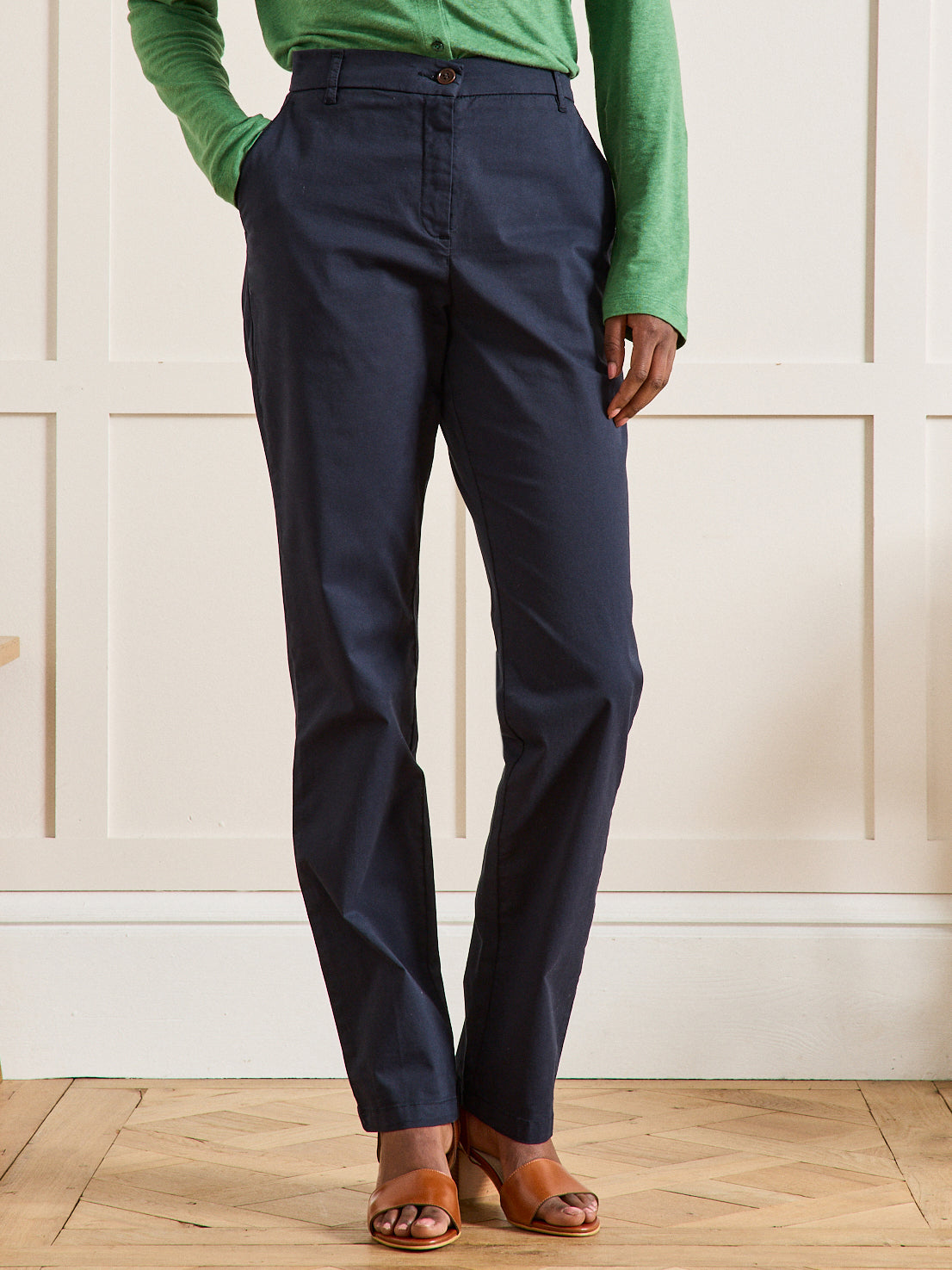 Damen-Chinohose Marine - Bio-Baumwolle