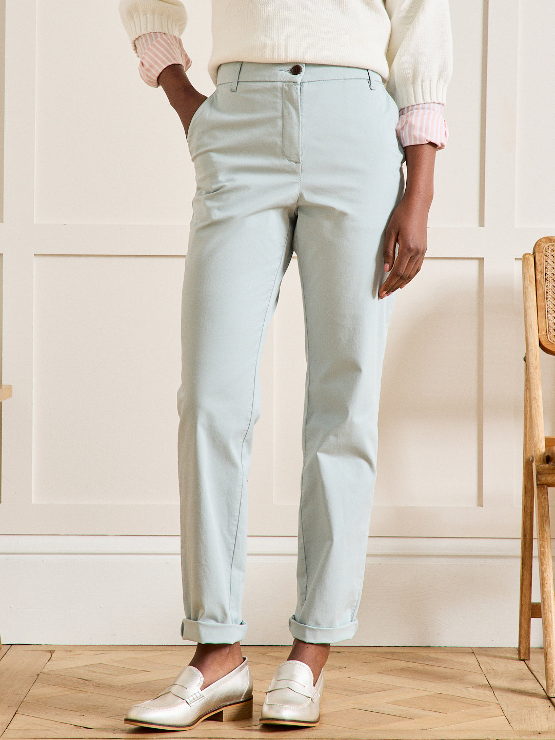 Damen-Chinohose Marine - Bio-Baumwolle