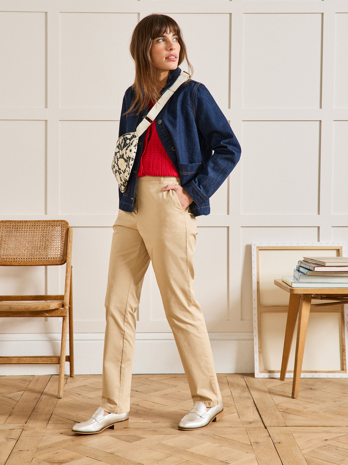 Damen-Chinohose Marine - Bio-Baumwolle