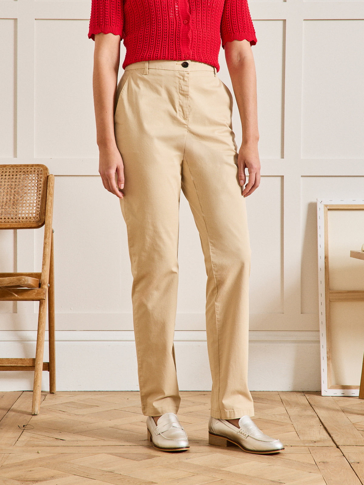 Damen-Chinohose Marine - Bio-Baumwolle