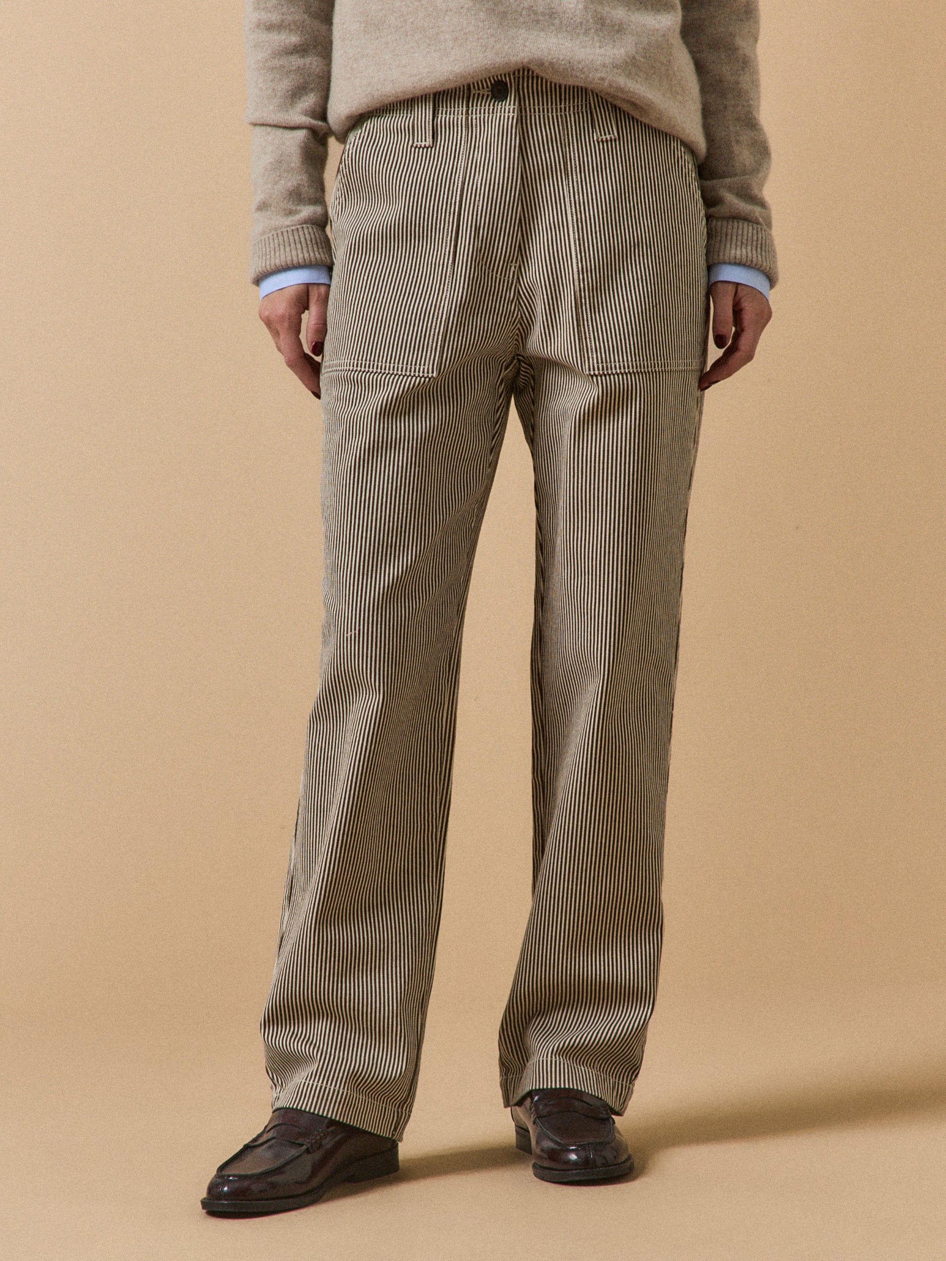 Gestreifte Damen-Cargohose Léonie