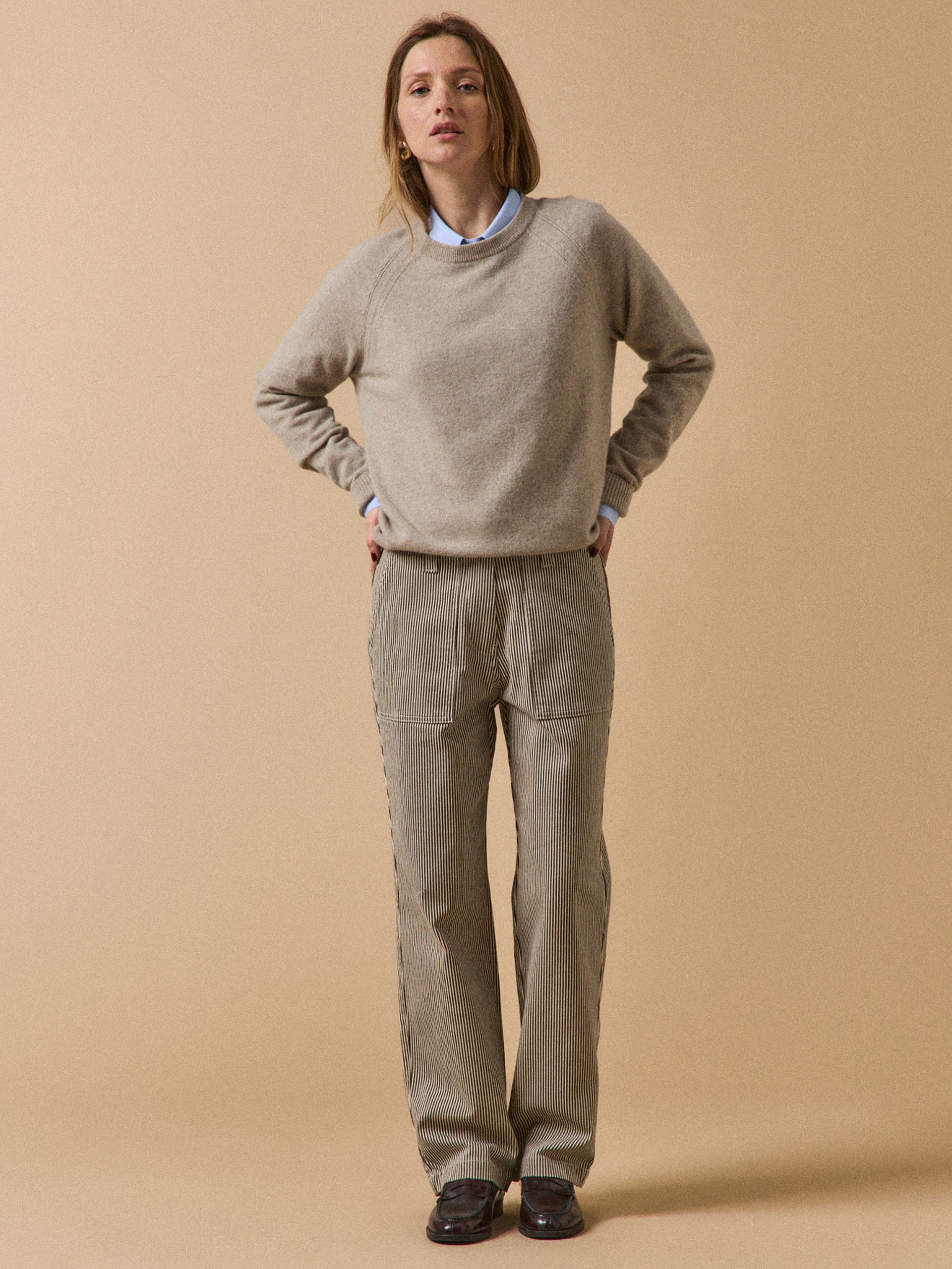 Pantalon cargo rayé femme Léonie