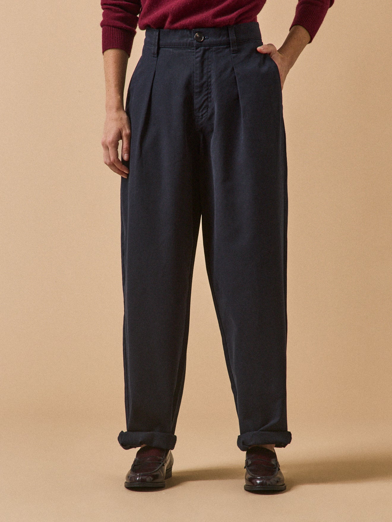 Gerade Damen-Karottenhose aus Baumwoll-Twill Céléstine