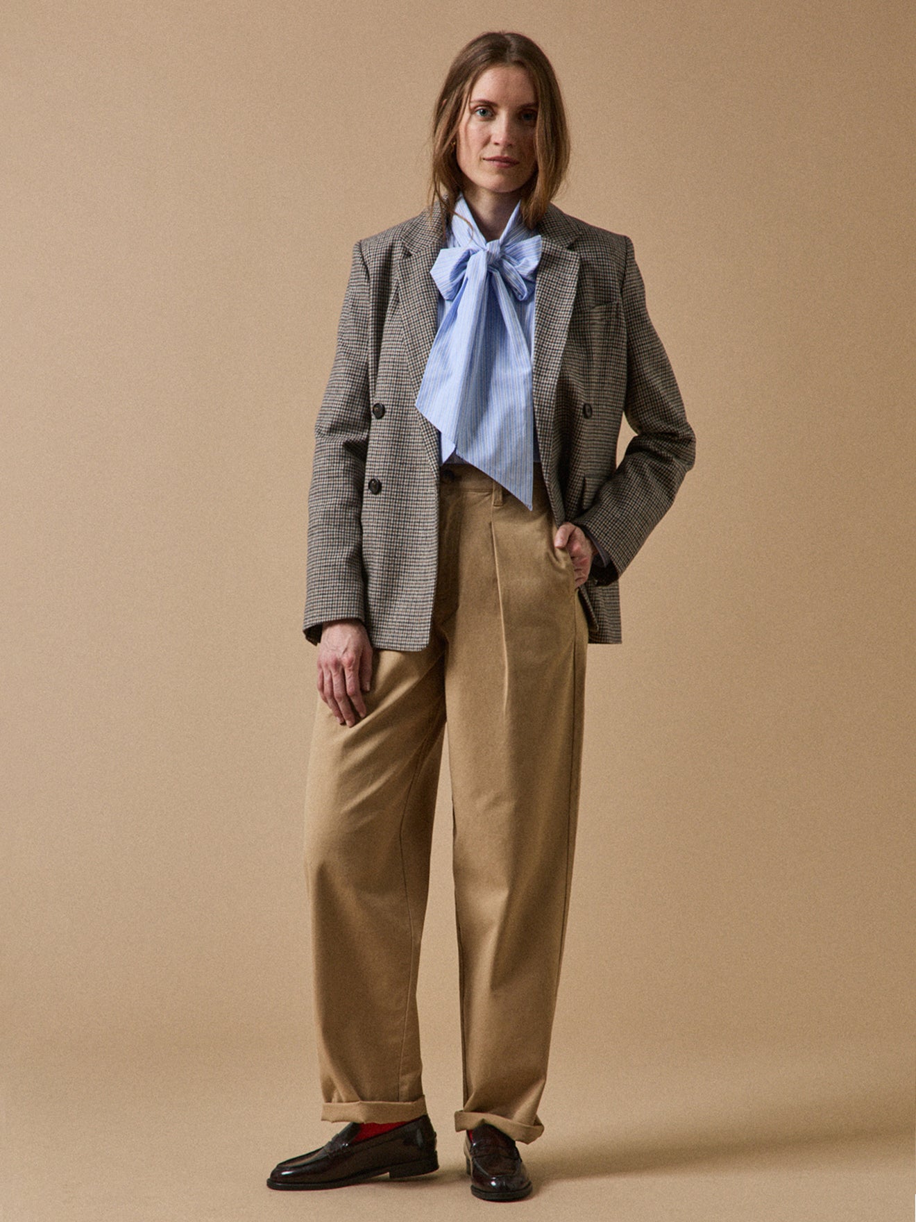 Gerade Damen-Karottenhose aus Baumwoll-Twill Céléstine