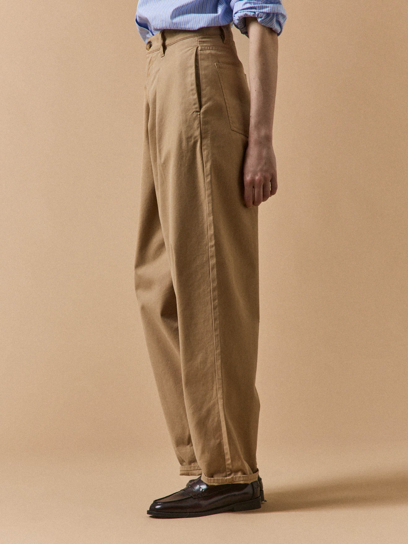 Gerade Damen-Karottenhose aus Baumwoll-Twill Céléstine