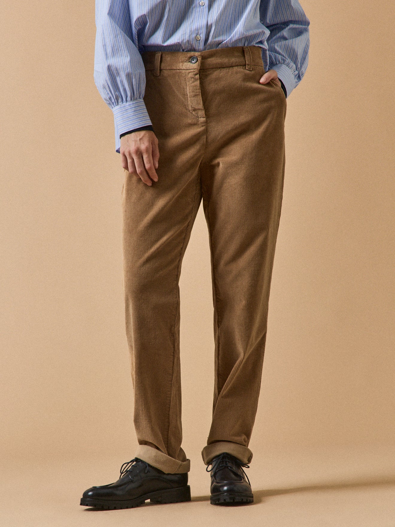 Damen-Chinohose Marine aus Velours