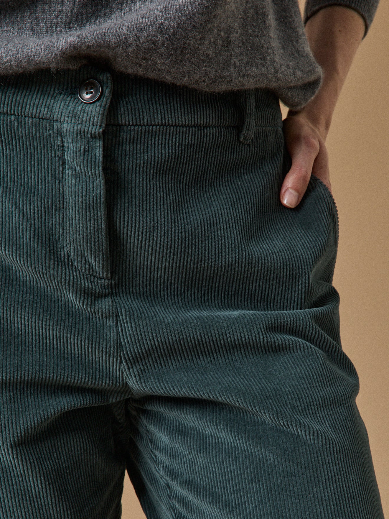 Damen-Chinohose Marine aus Velours