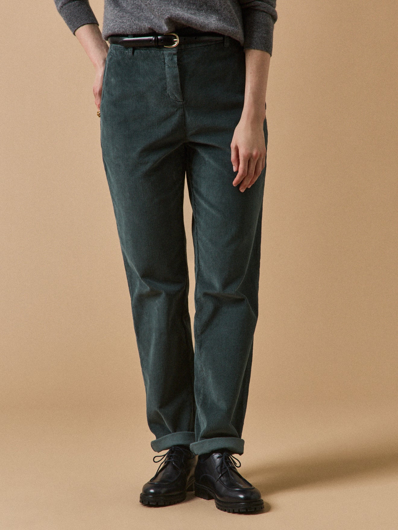 Damen-Chinohose Marine aus Velours