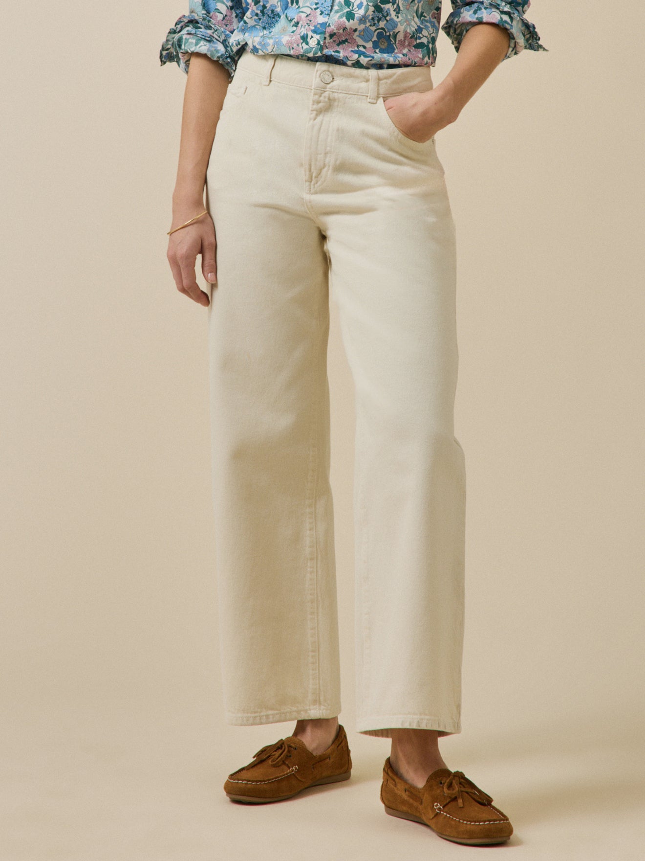 Damen-Jeans Émilie mit weitem Bein aus Bio-Baumwolle