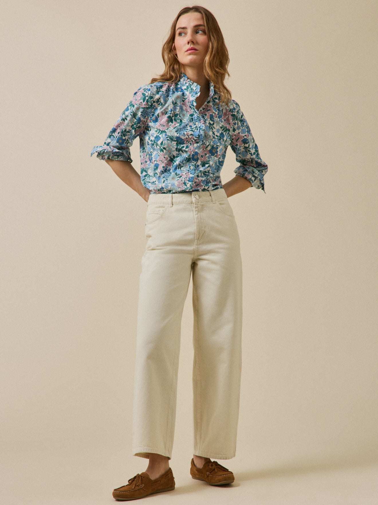 Damen-Jeans Émilie mit weitem Bein aus Bio-Baumwolle