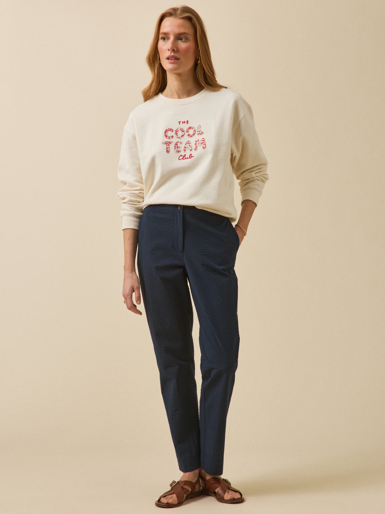 Damen-Zigarettenhose Julie aus Seersucker