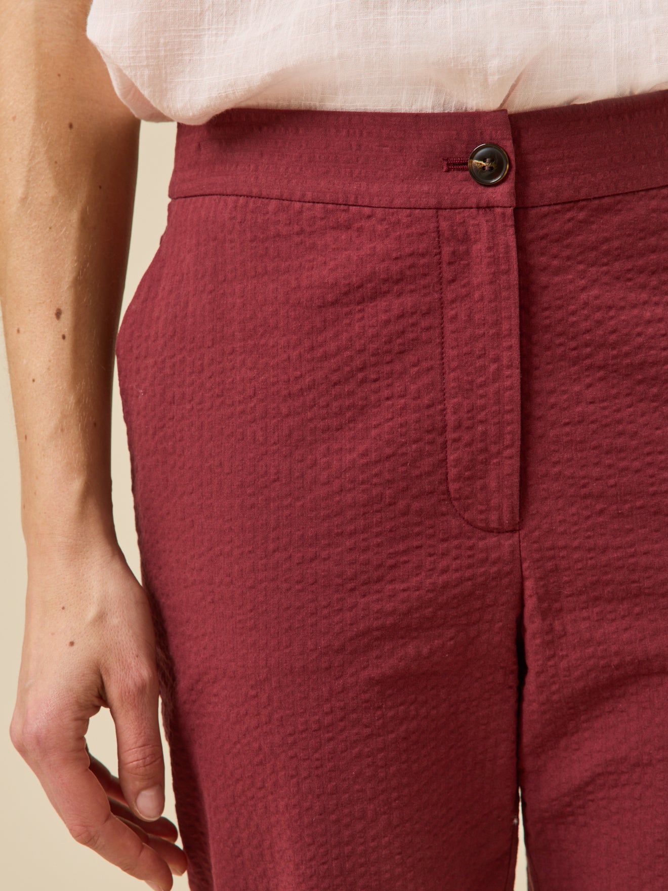 Pantalon cigarette seersucker femme Julie