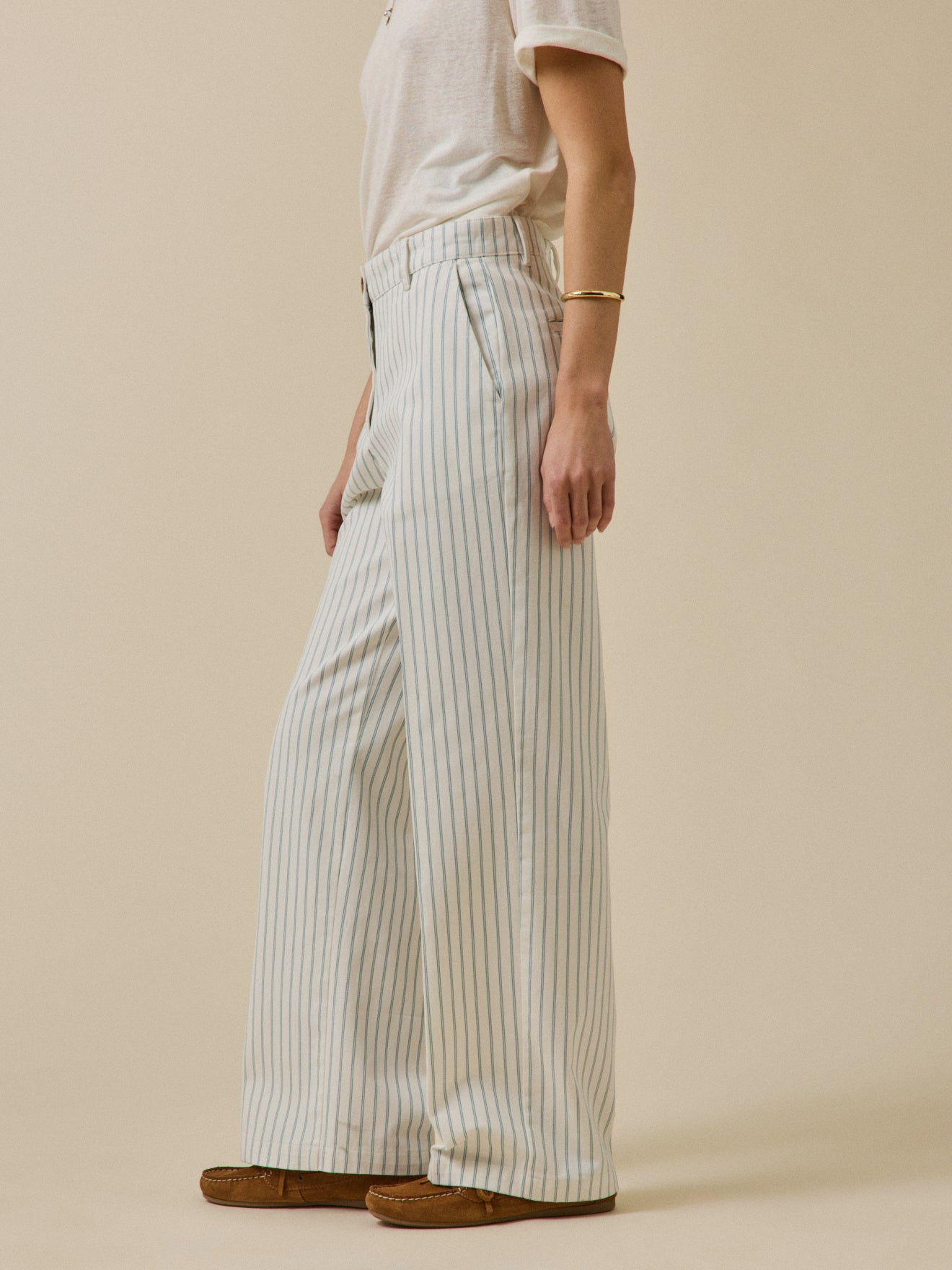 Pantalon large rayé femme Clara