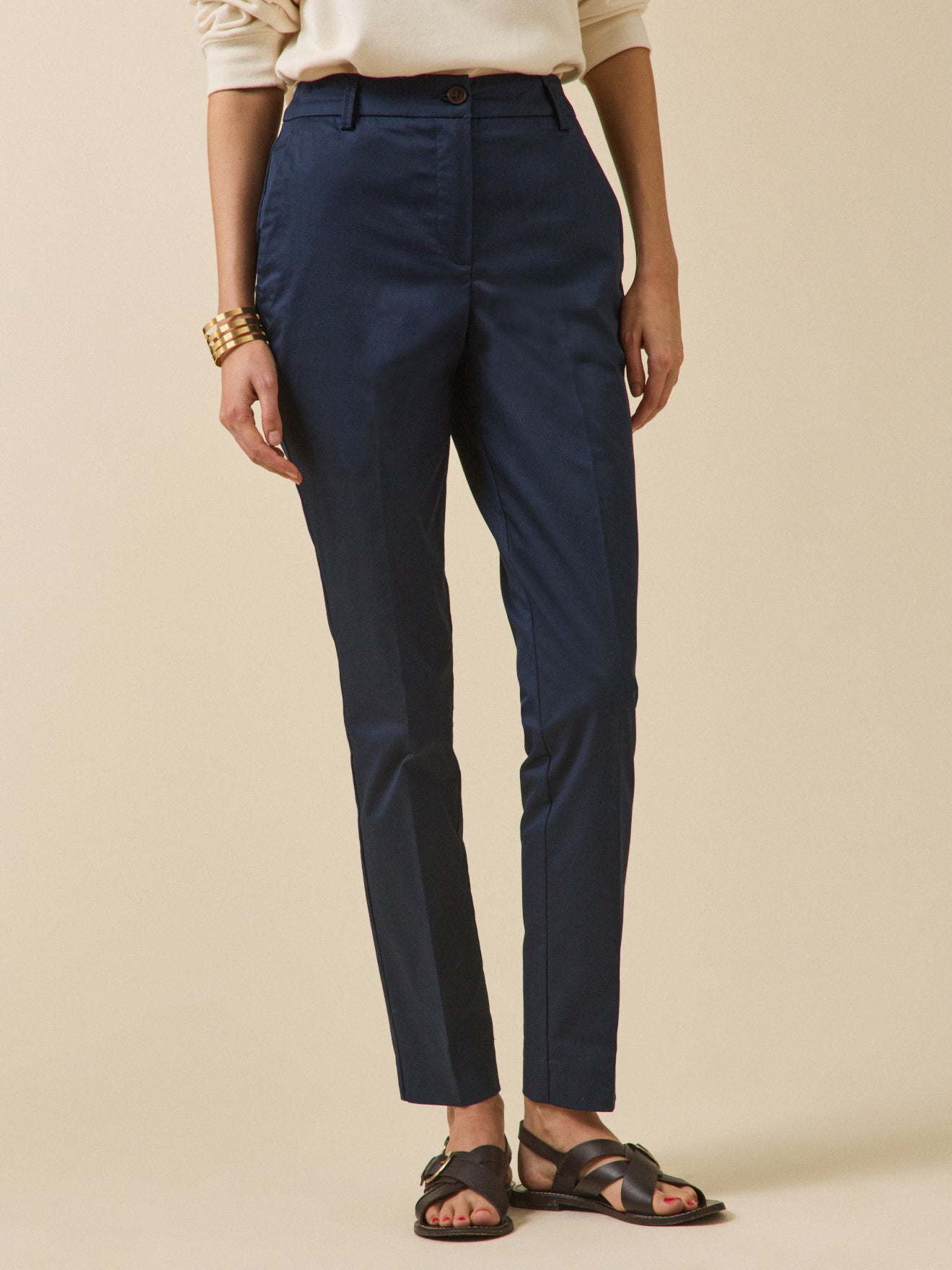 Damen-Zigarettenhose Eve aus Satinbaumwolle