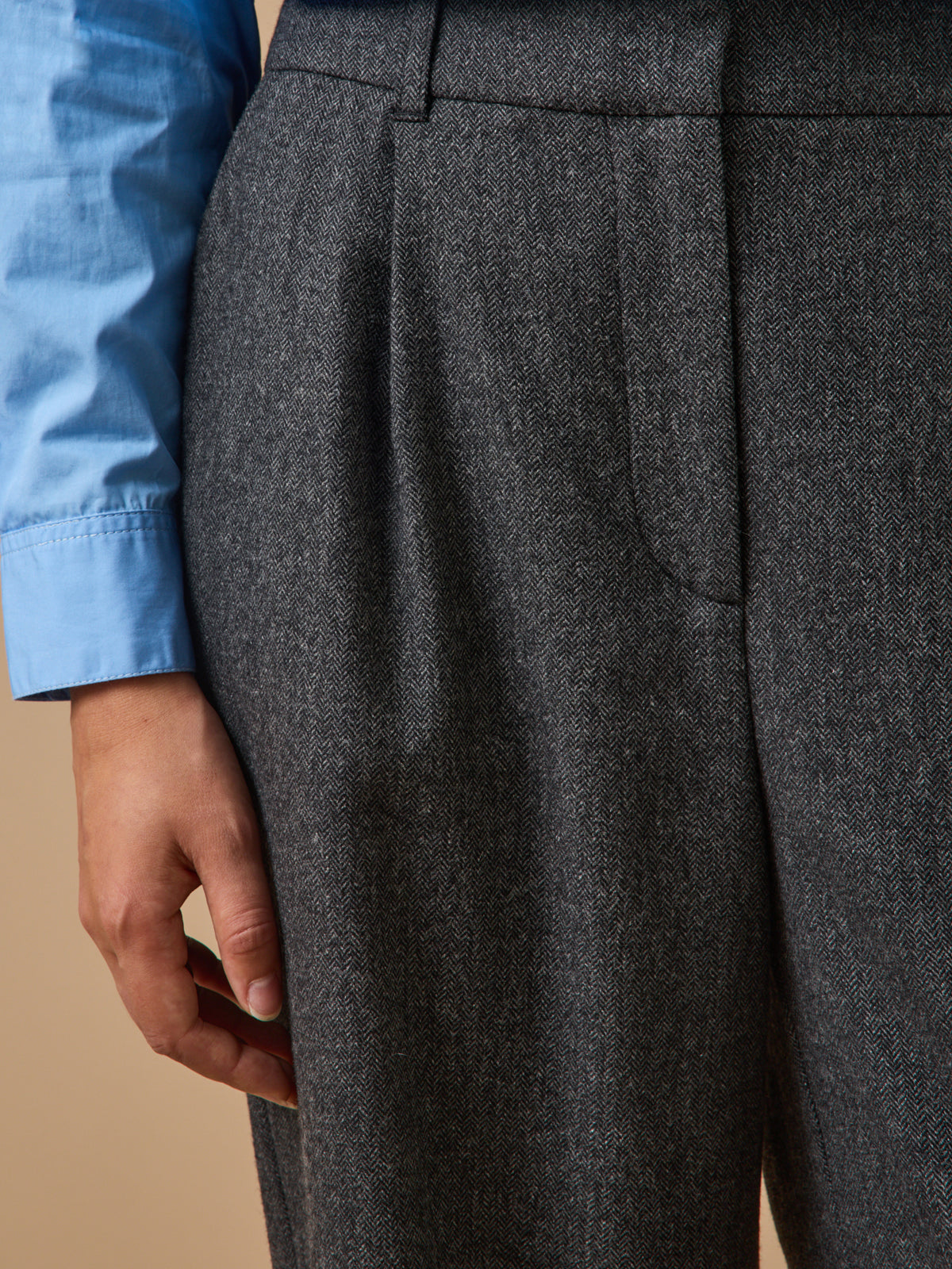 Damenhose aus Flanell mit Fischgratmuster Aglaé