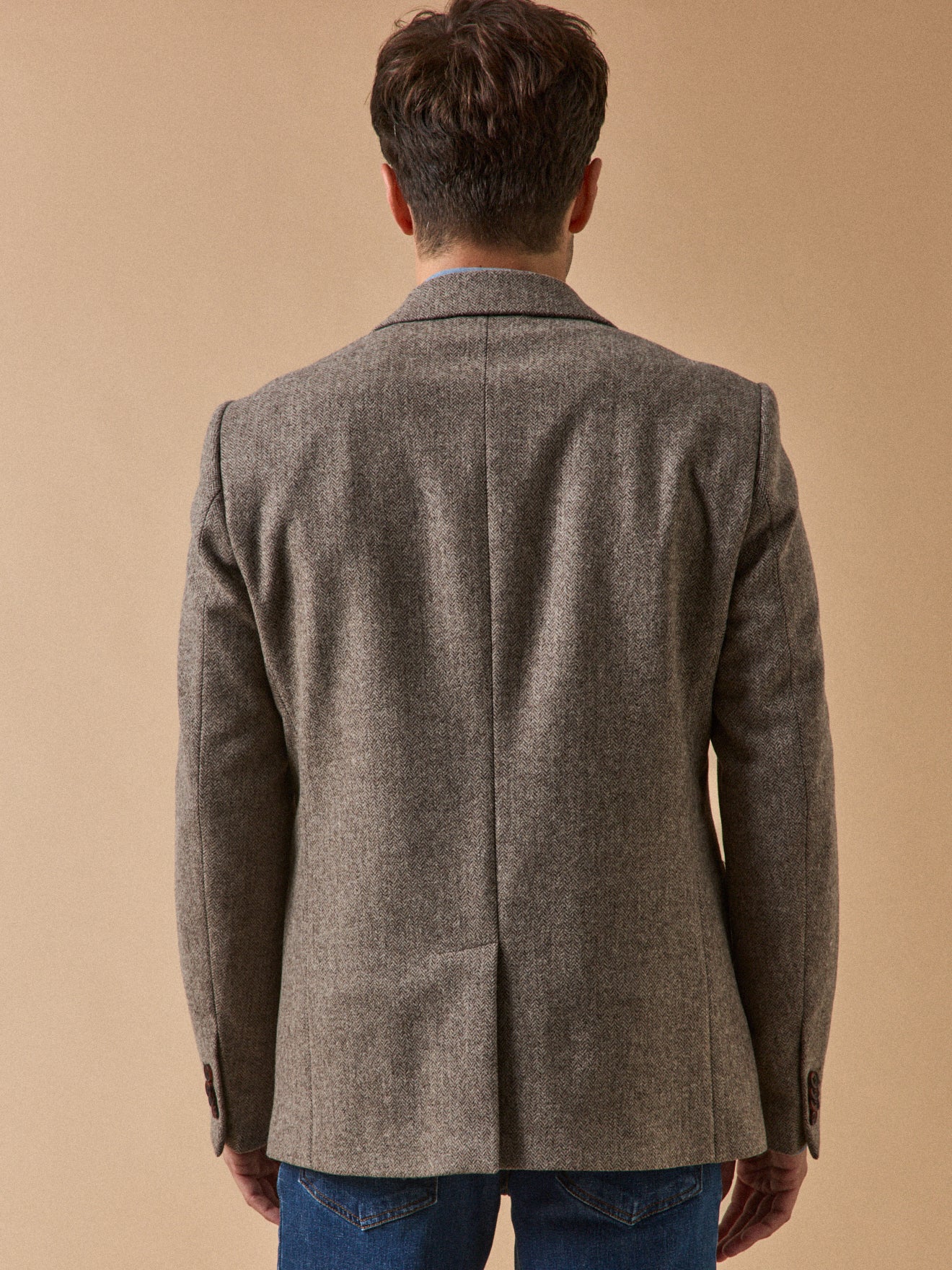 Herren Fischgrat-Blazer aus reiner Wolle