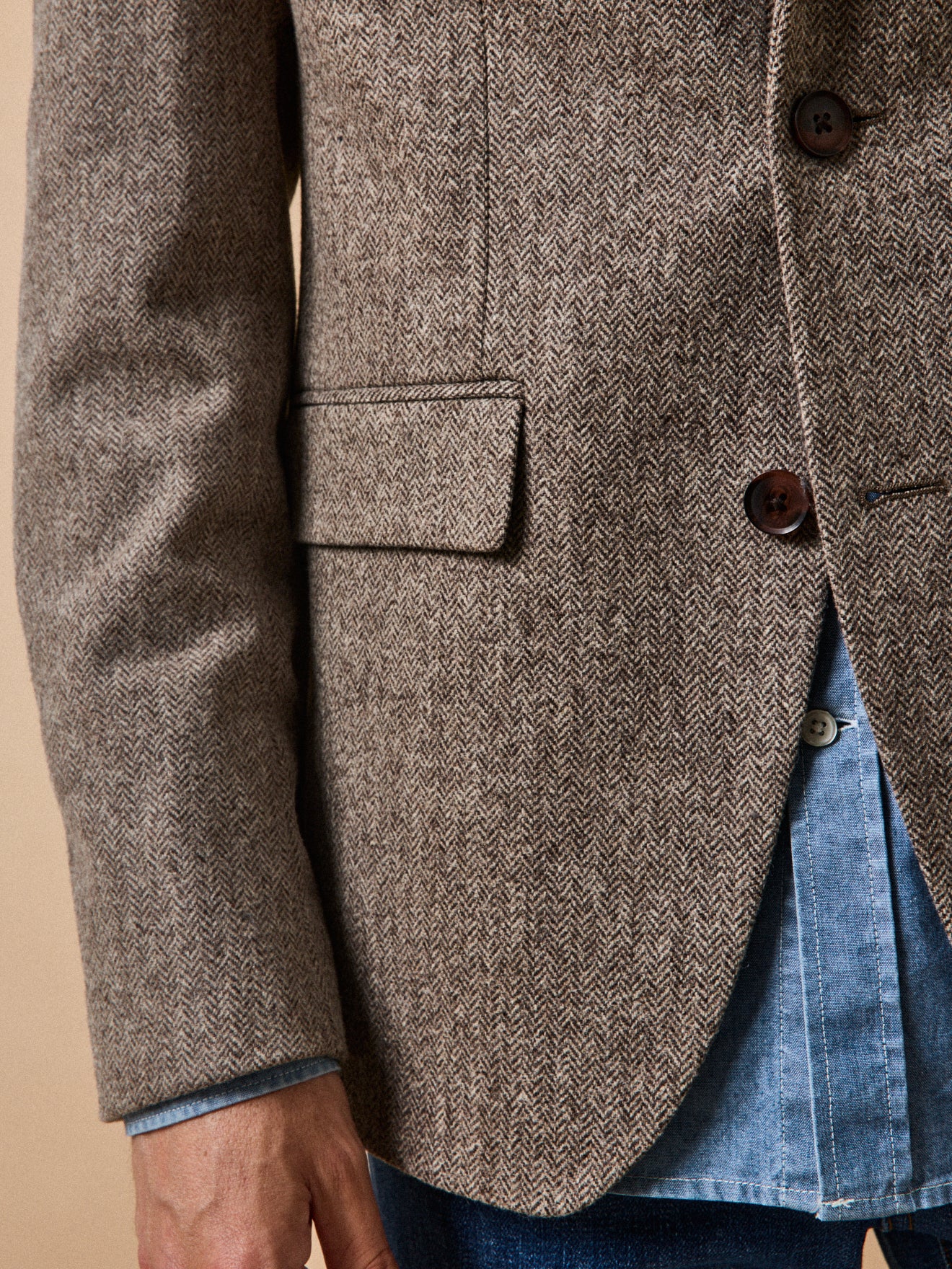 Herren Fischgrat-Blazer aus reiner Wolle