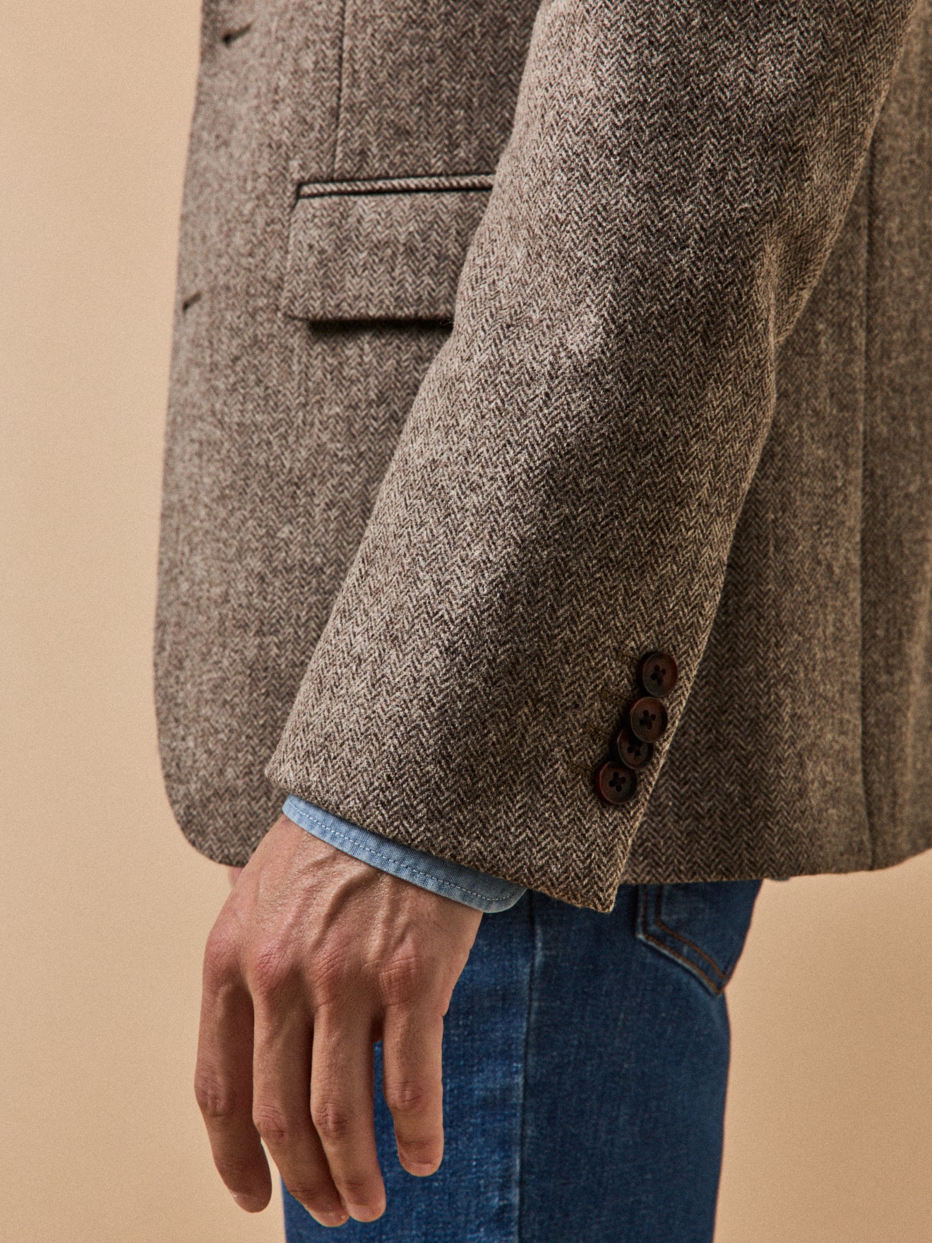 Herren Fischgrat-Blazer aus reiner Wolle