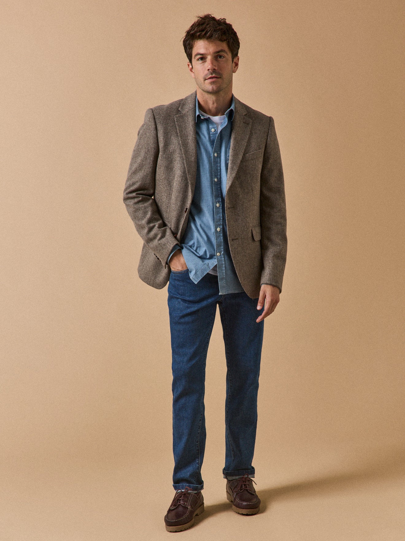 Herren Fischgrat-Blazer aus reiner Wolle