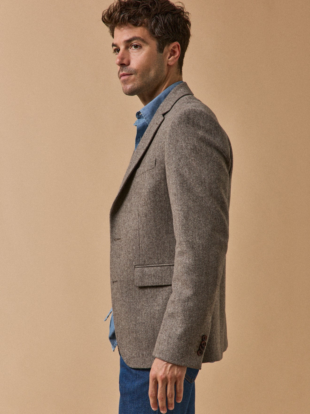 Herren Fischgrat-Blazer aus reiner Wolle