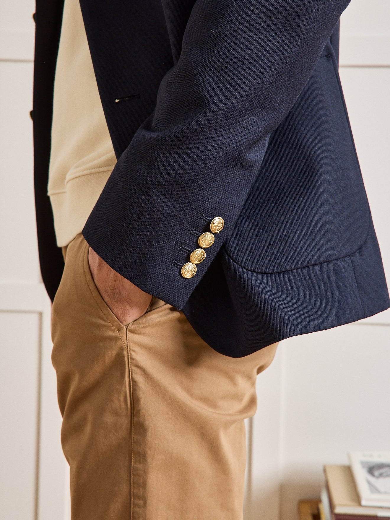 Veste blazer en twill homme boutons dorés