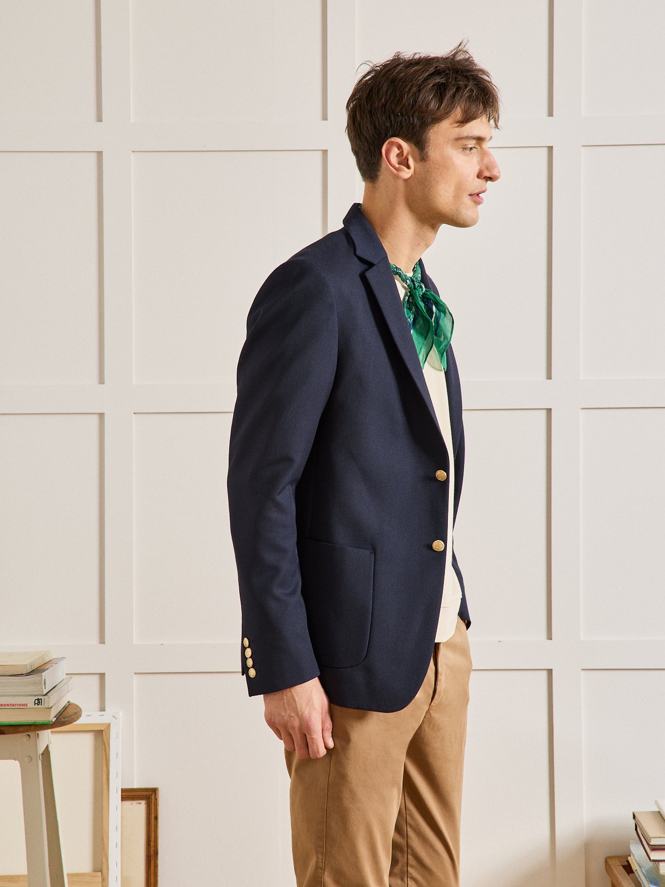 Veste blazer en twill homme boutons dorés