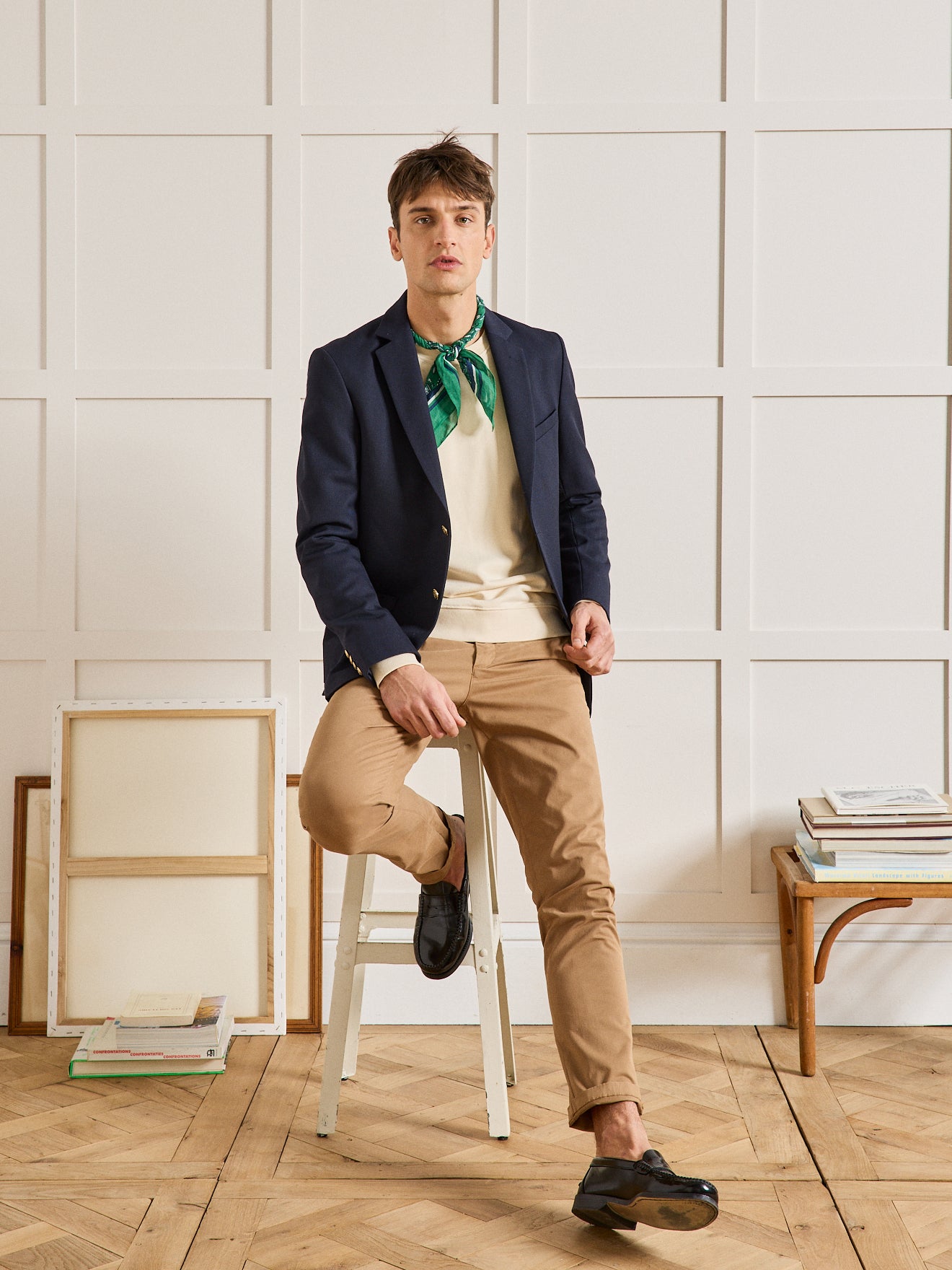 Veste blazer en twill homme boutons dorés