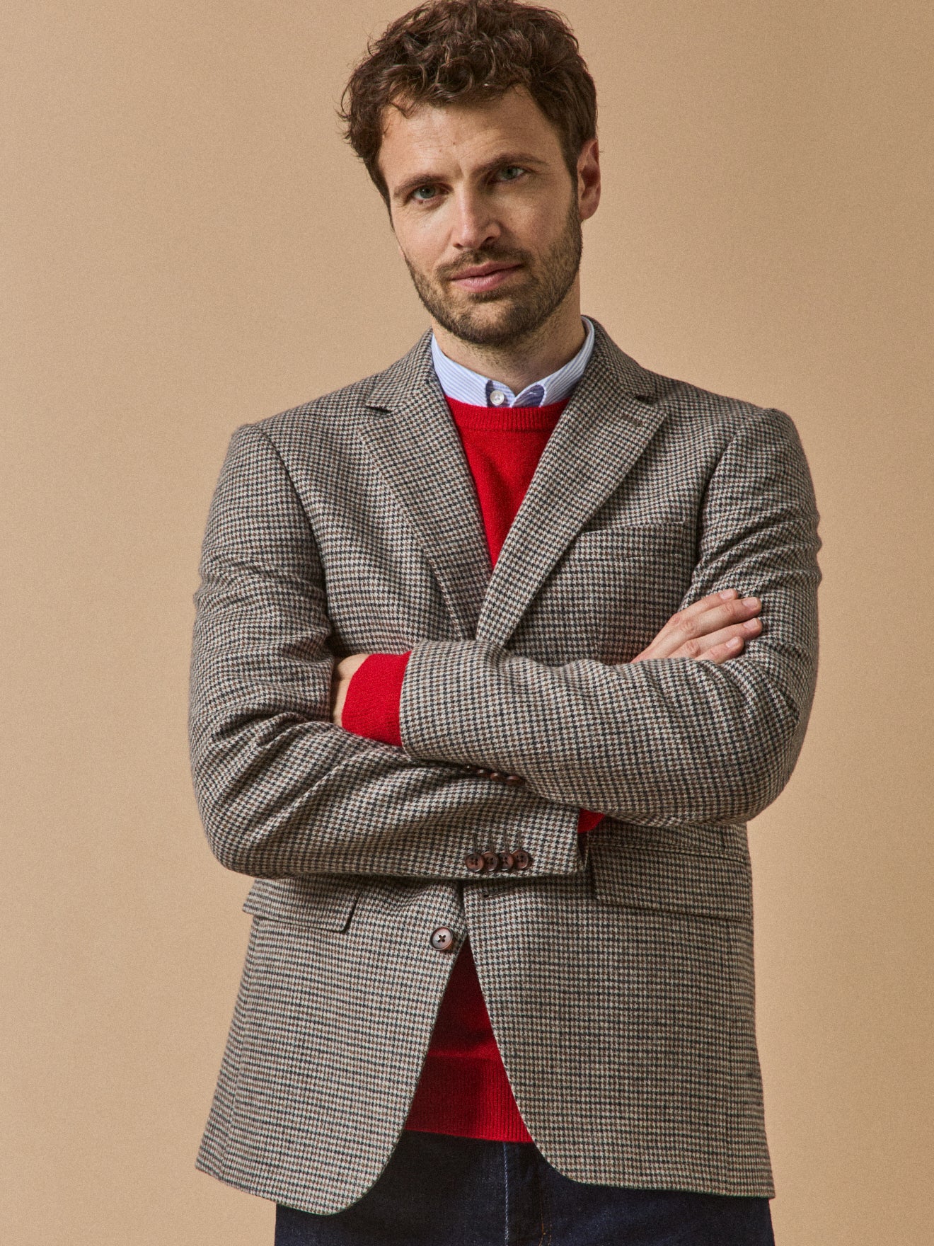 Herren-Blazer aus Wolltuch mit Glencheck-Muster