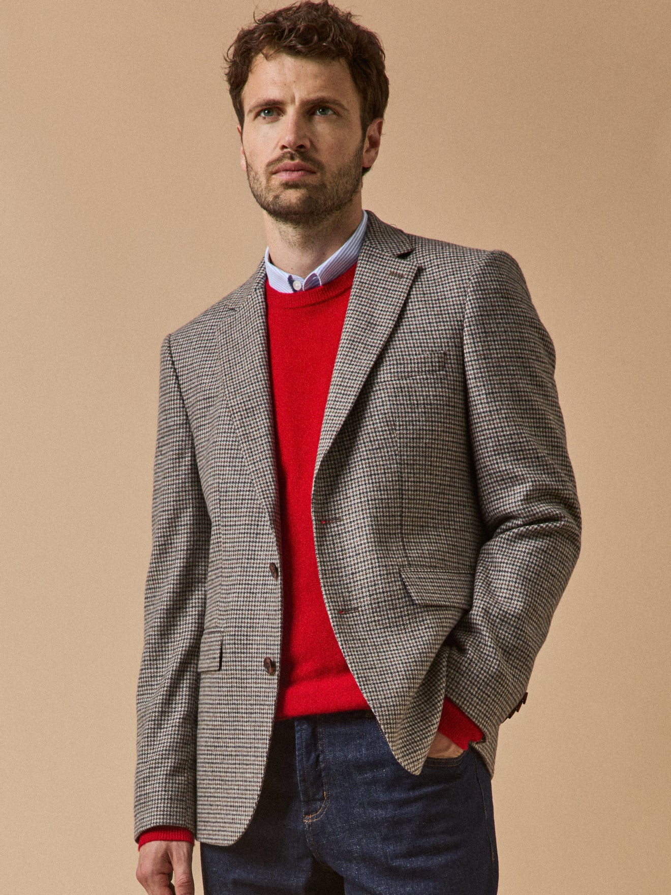 Herren-Blazer aus Wolltuch mit Glencheck-Muster