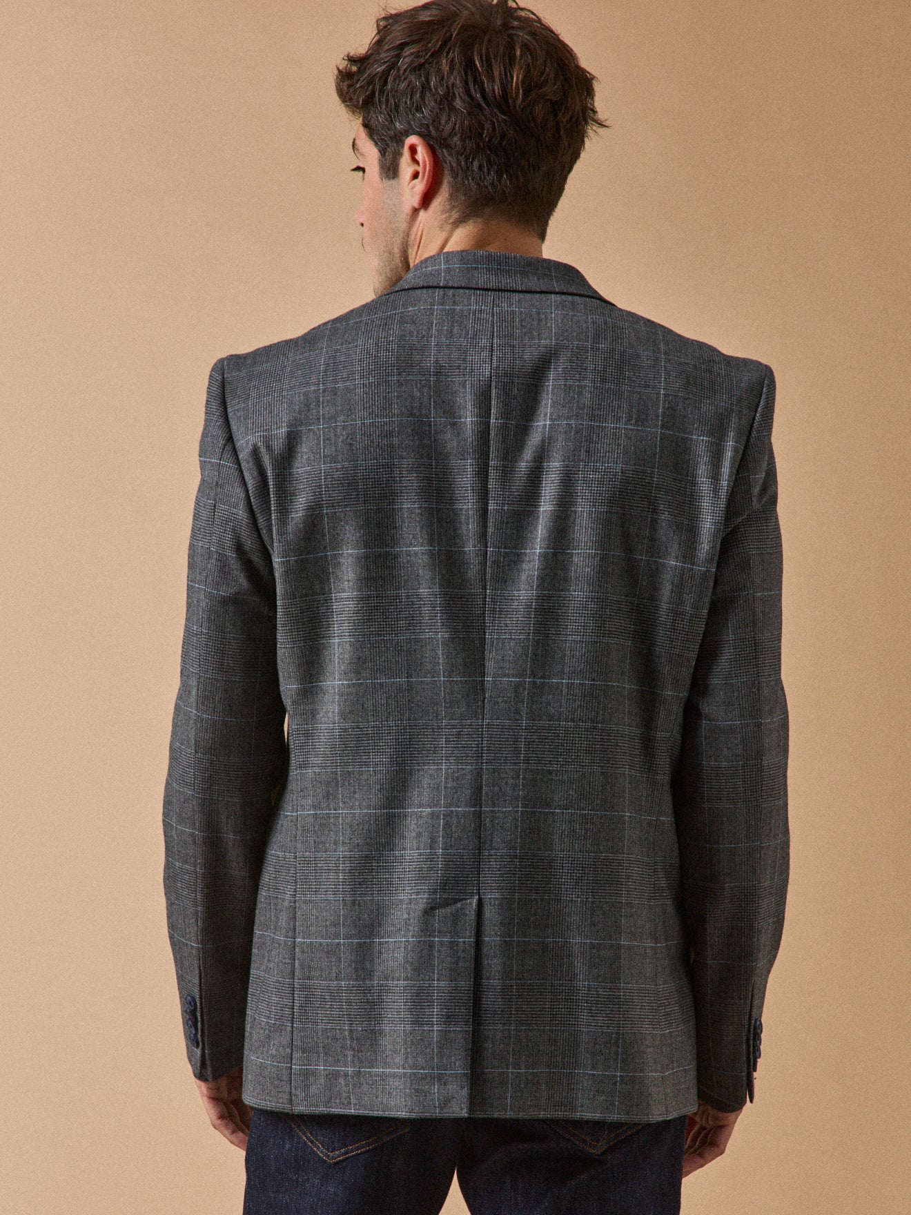 Herren-Blazer aus kühlem Wolltuch mit Glencheck-Muster