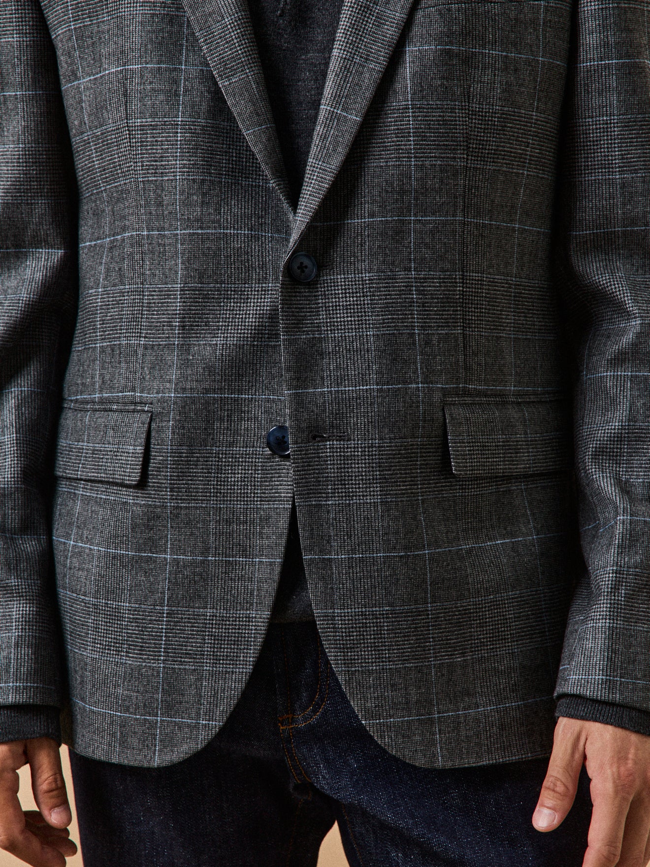 Herren-Blazer aus kühlem Wolltuch mit Glencheck-Muster