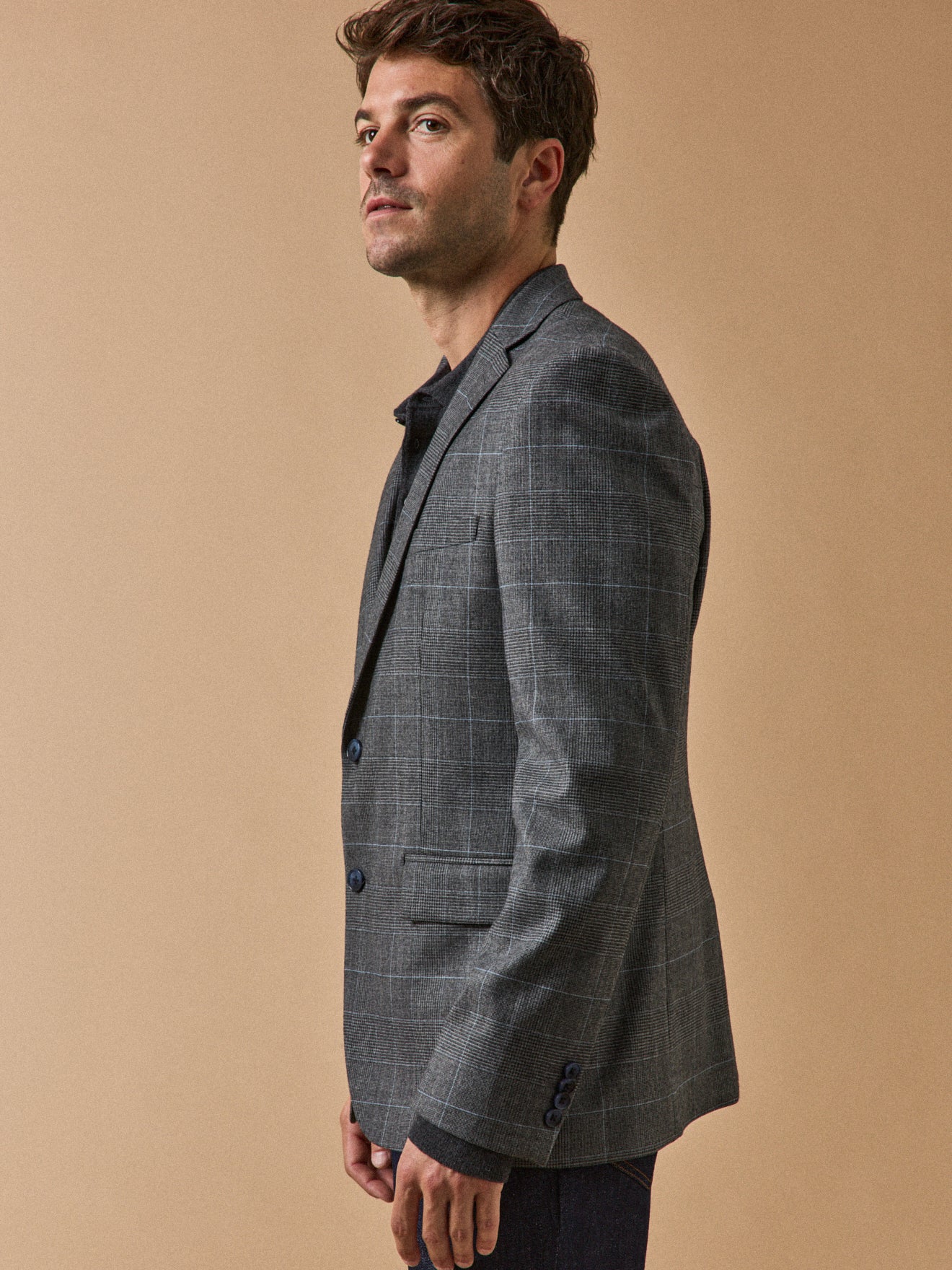 Herren-Blazer aus kühlem Wolltuch mit Glencheck-Muster