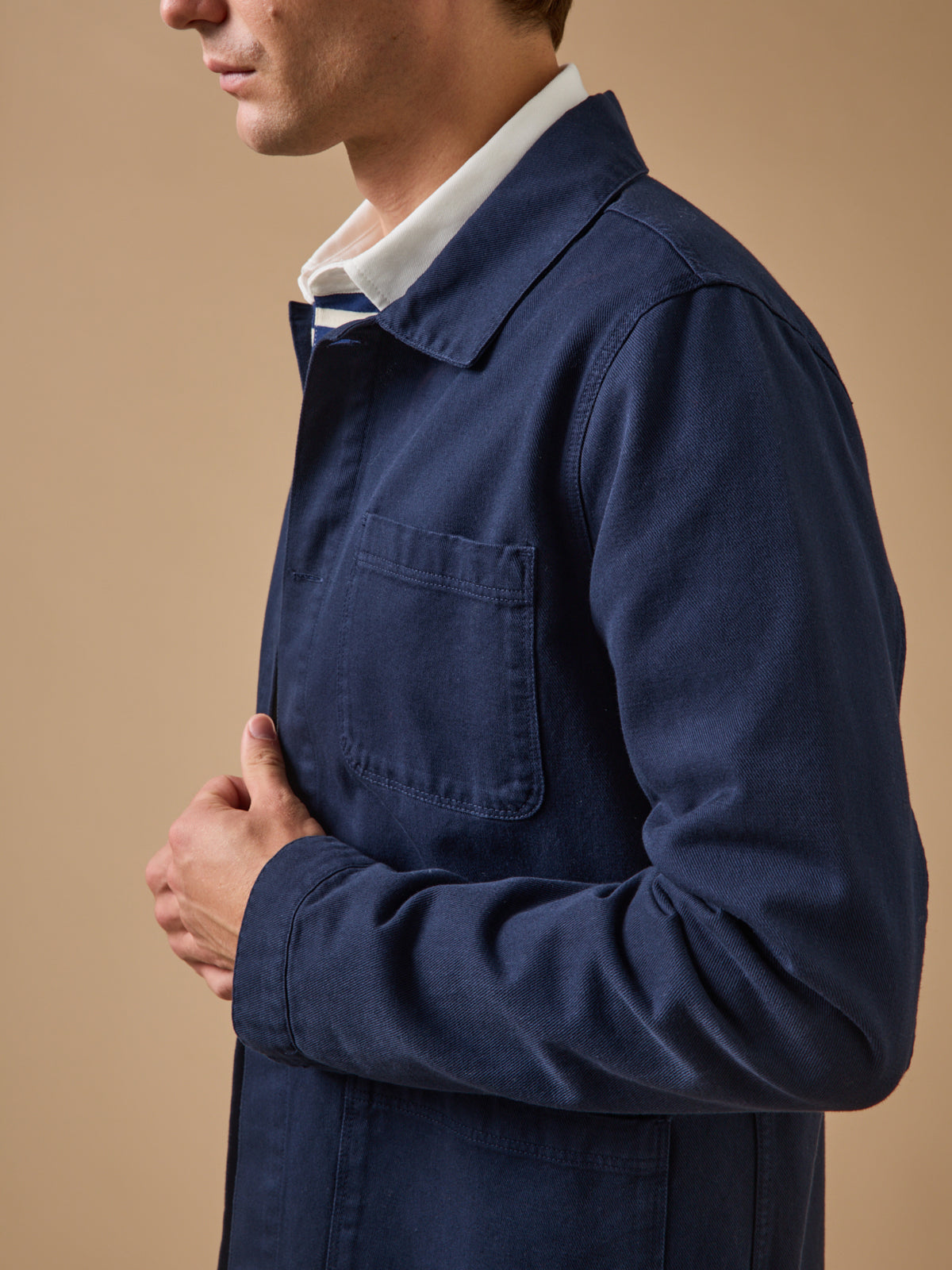Herrenjacke im Working-Esprit - Twill aus recycelter Baumwolle