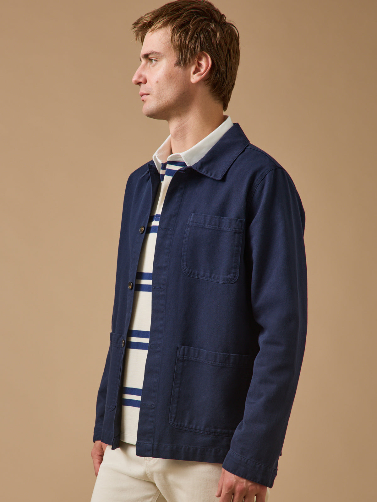 Herrenjacke im Working-Esprit - Twill aus recycelter Baumwolle