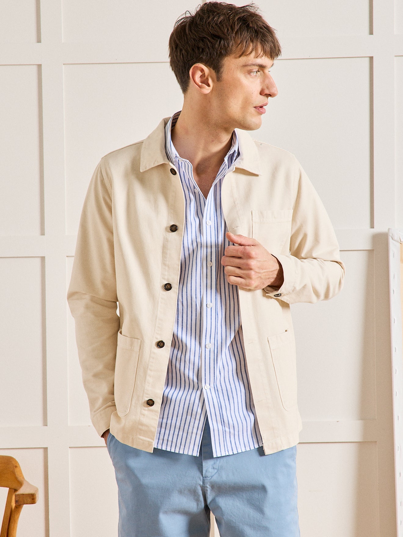 Herrenjacke im Working-Esprit - Twill aus recycelter Baumwolle