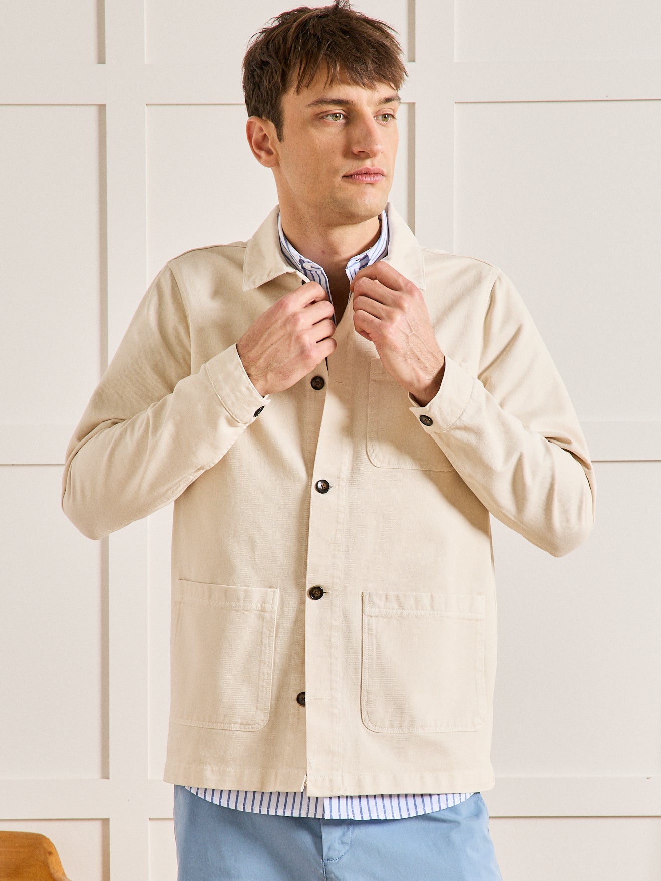 Herrenjacke im Working-Esprit - Twill aus recycelter Baumwolle